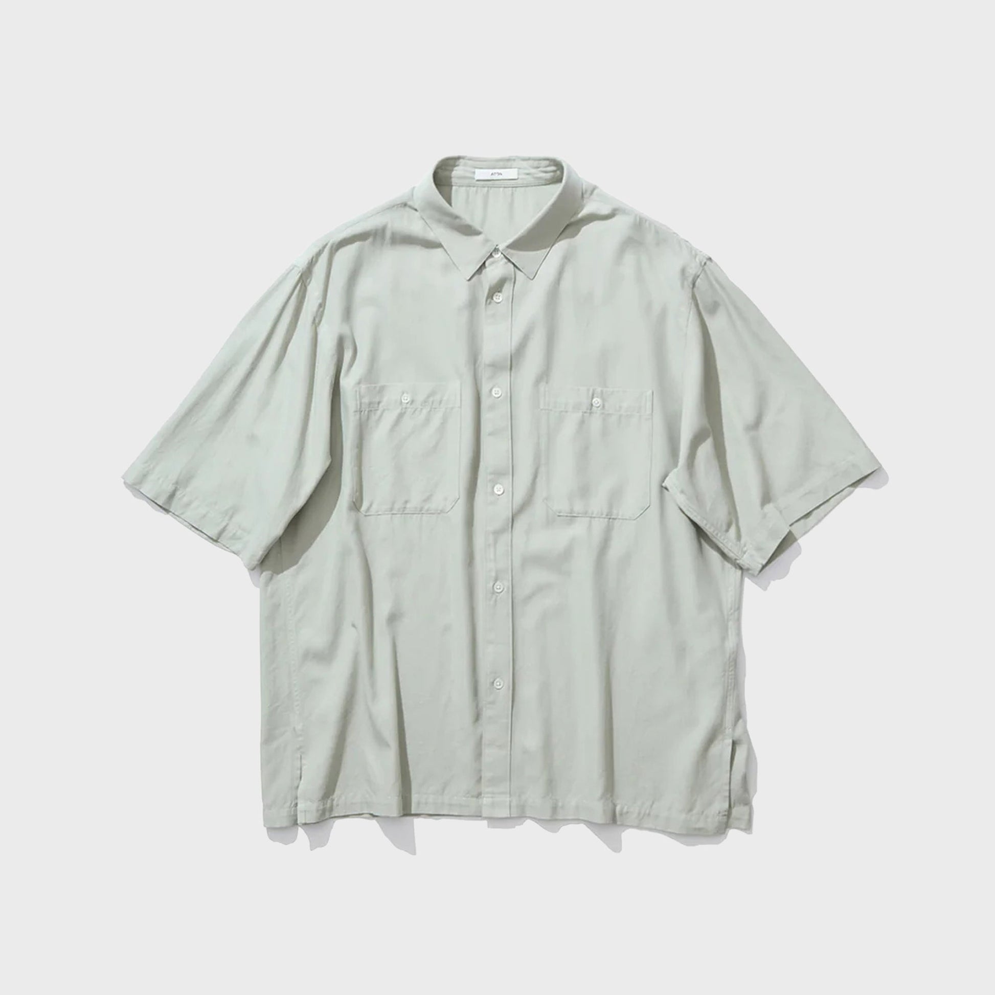 ATON Cotton Silk Viera Loose Fit Half Sleeve Shirt - Green