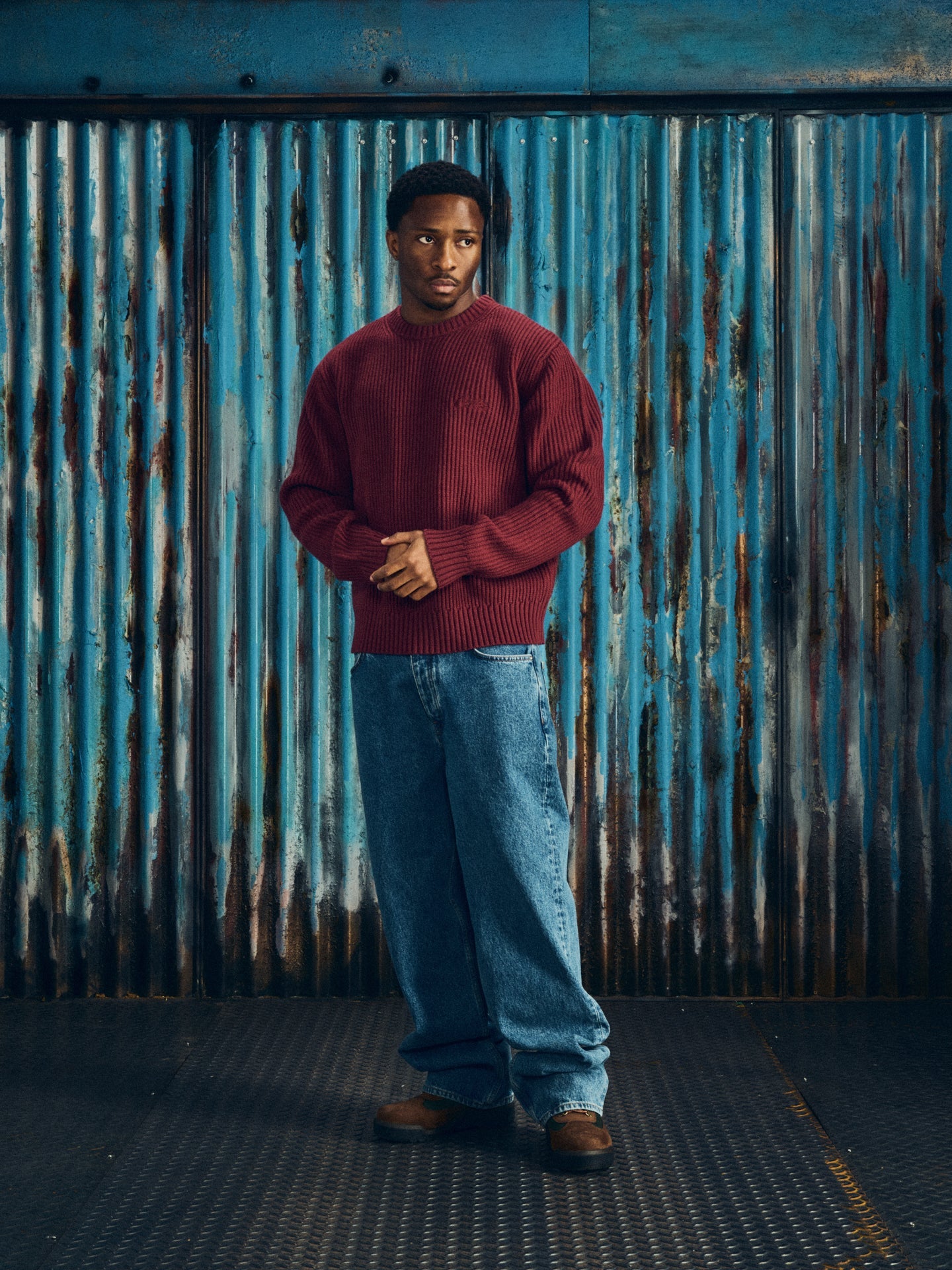 Corteiz CROCHET APPLIQUE KNIT CREW [BURGUNDY] CRTZRTW