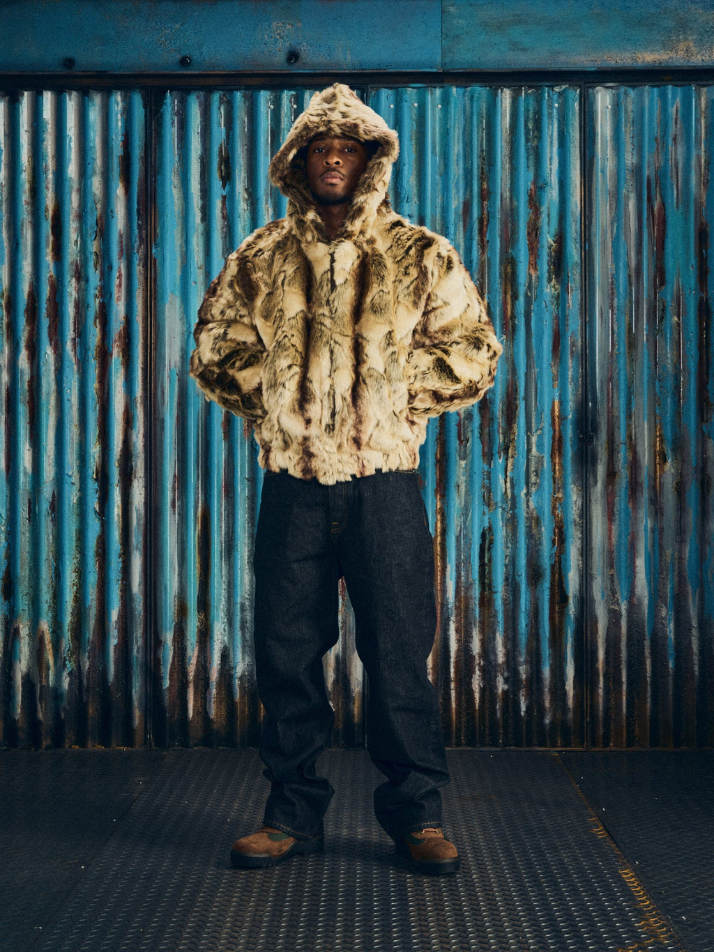 Corteiz PELT HOODED FUR JACKET [FAWN] CRTZRTW
