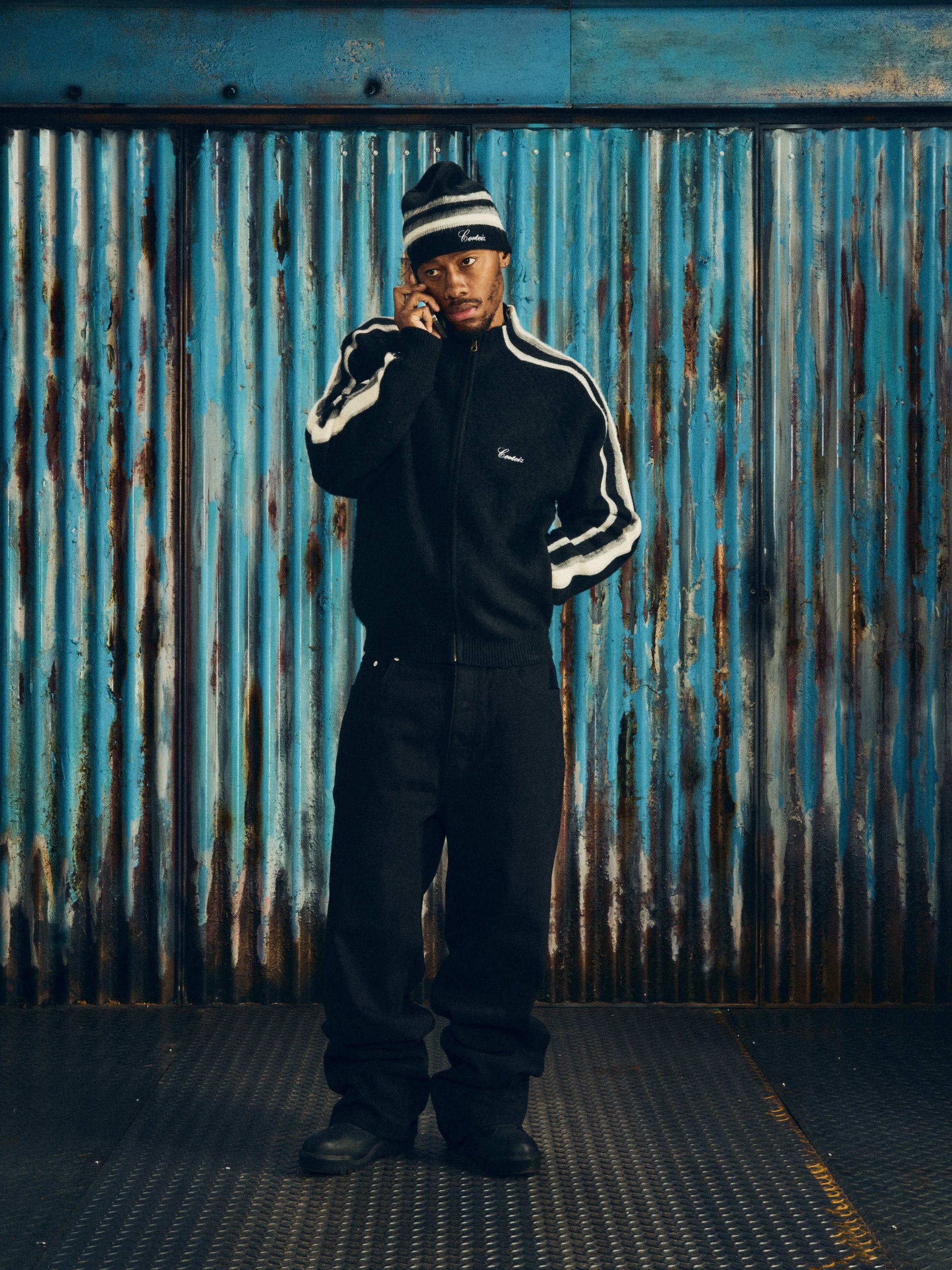 Corteiz MULTI STRIPE KNIT ZIP UP [BLACK] CRTZRTW