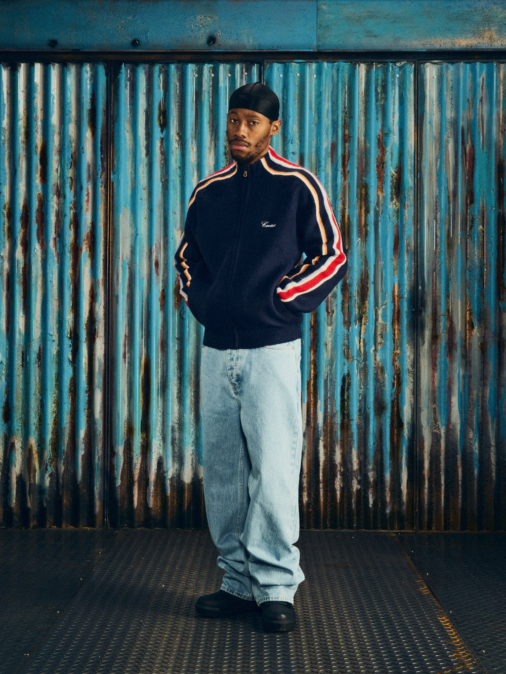 Corteiz MULTI STRIPE KNIT ZIP UP [NAVY] CRTZRTW