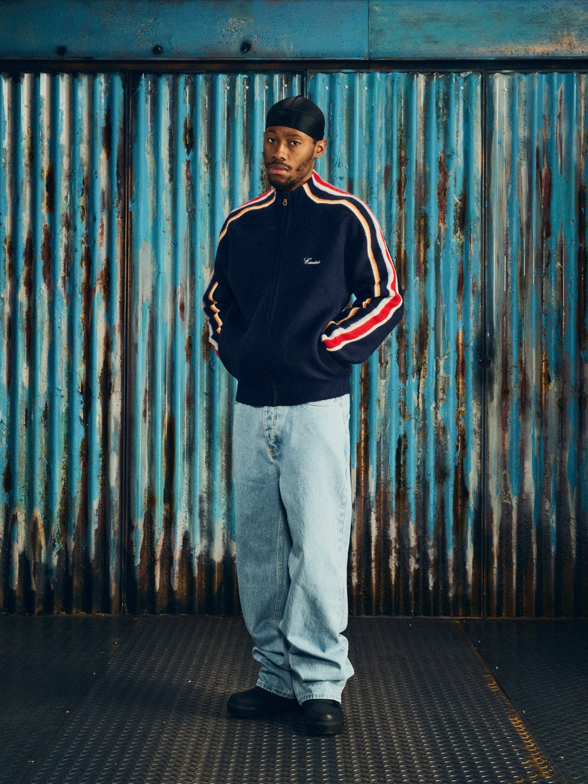 Corteiz MULTI STRIPE KNIT ZIP UP [NAVY] CRTZRTW