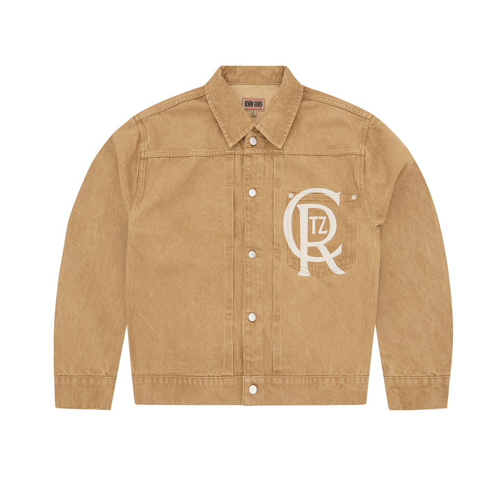 Corteiz CREST CHAINSTITCH DENIM JACKET [TAN] CRTZRTW