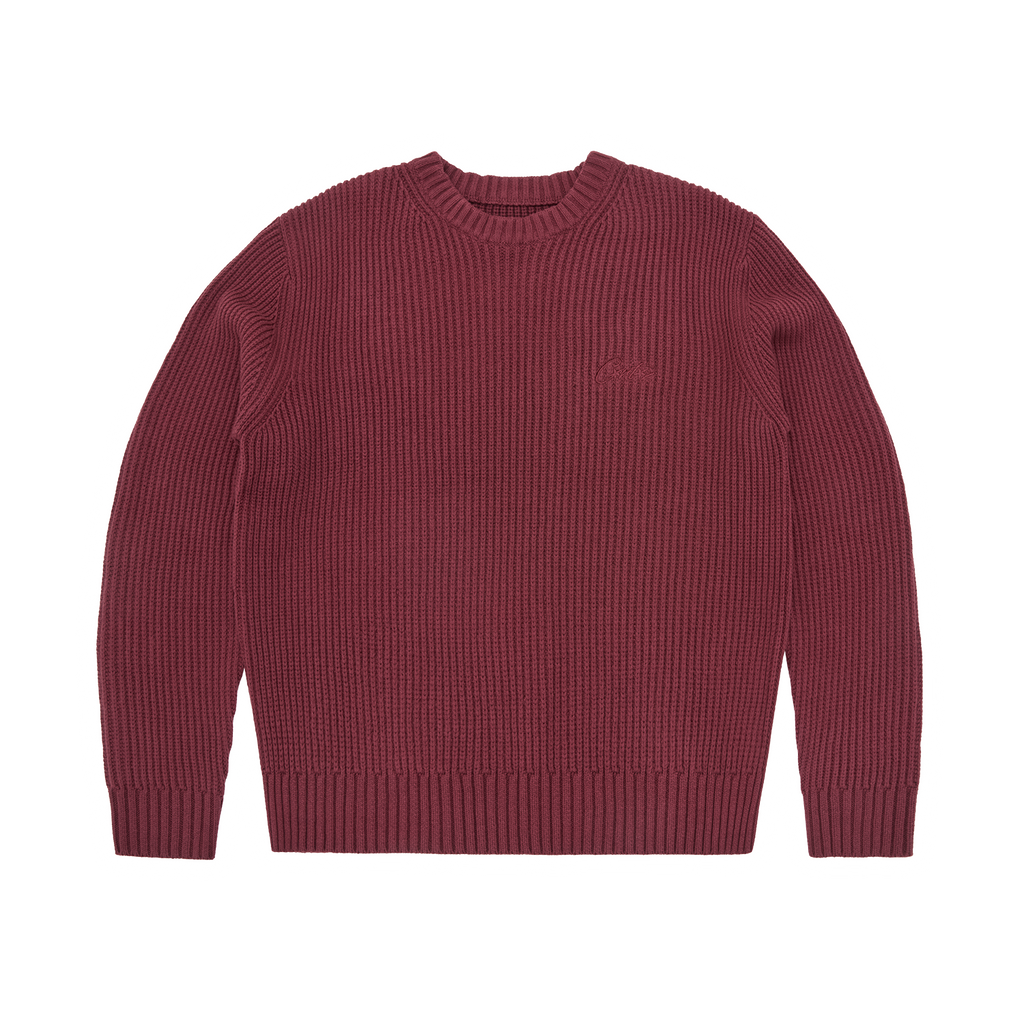 Corteiz CROCHET APPLIQUE KNIT CREW [BURGUNDY] CRTZRTW