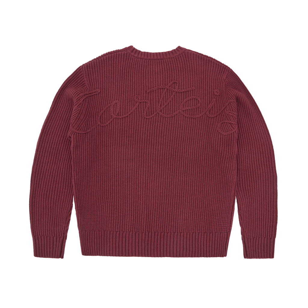 Corteiz CROCHET APPLIQUE KNIT CREW [BURGUNDY] CRTZRTW