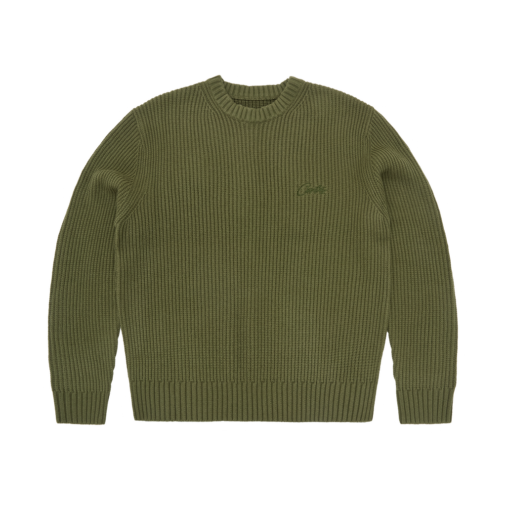 Corteiz CROCHET APPLIQUE KNIT CREW [KHAKI] CRTZRTW