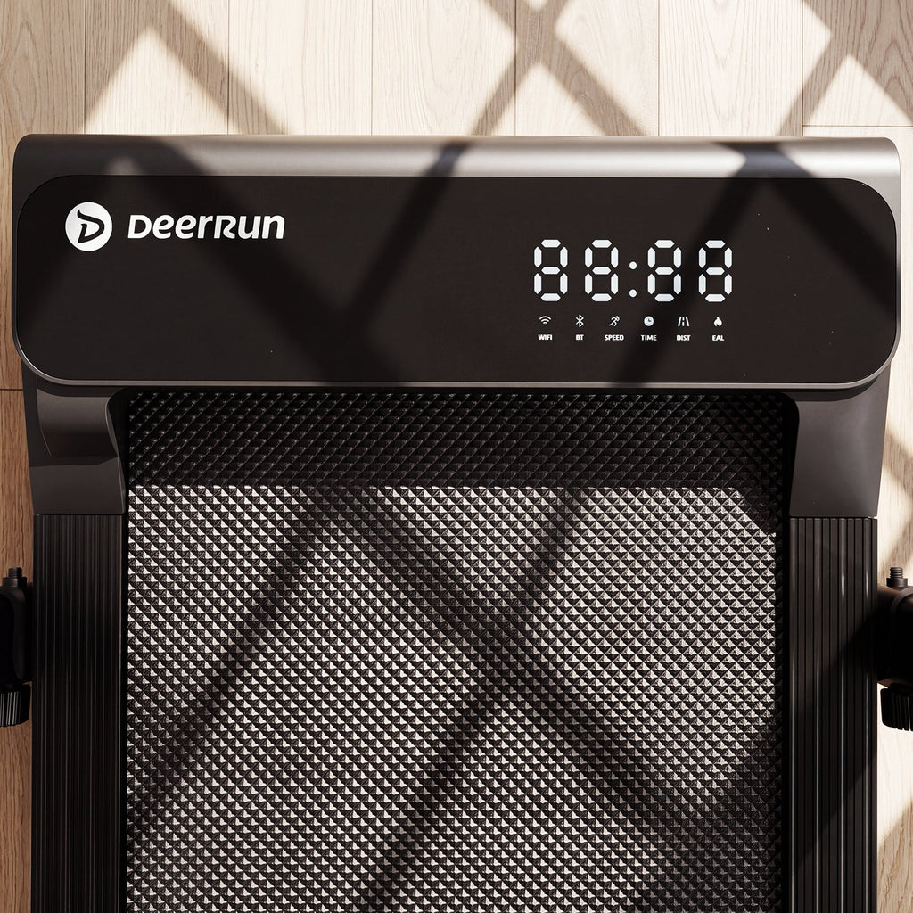 DeerRun A6 Plus Quiet 2-in-1 Foldable Treadmill for Home Walk, Run & Save Space -With 5% Incline, Handlebar & Full Display Screen