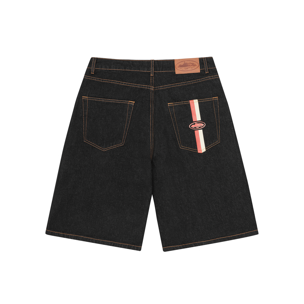 Corteiz DUAL STRIPE DENIM SHORT [WASHED BLACK] CRTZRTW