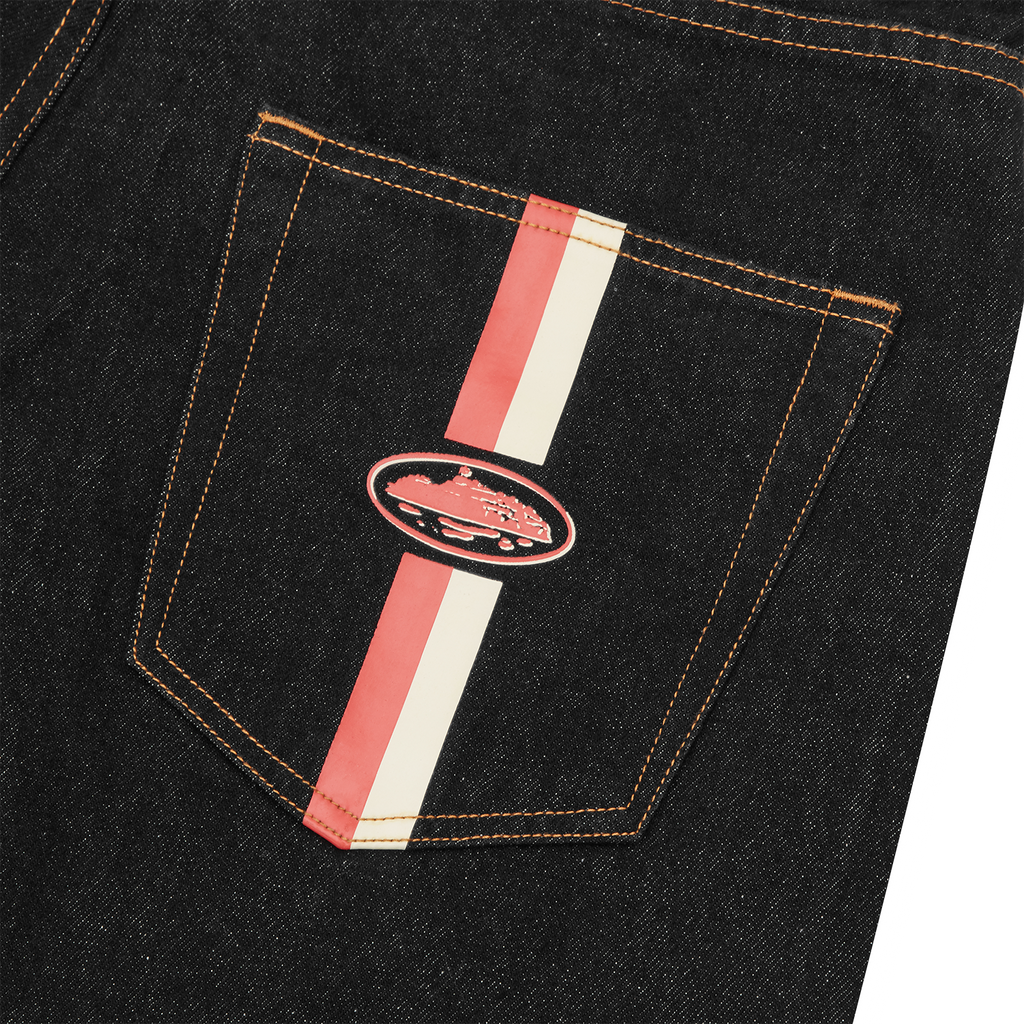 Corteiz DUAL STRIPE DENIM SHORT [WASHED BLACK] CRTZRTW