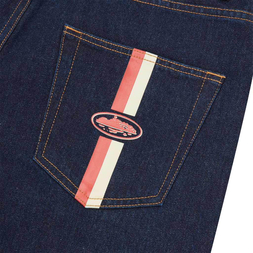 Corteiz DUAL STRIPE DENIM SHORT [WASHED INDIGO] CRTZRTW