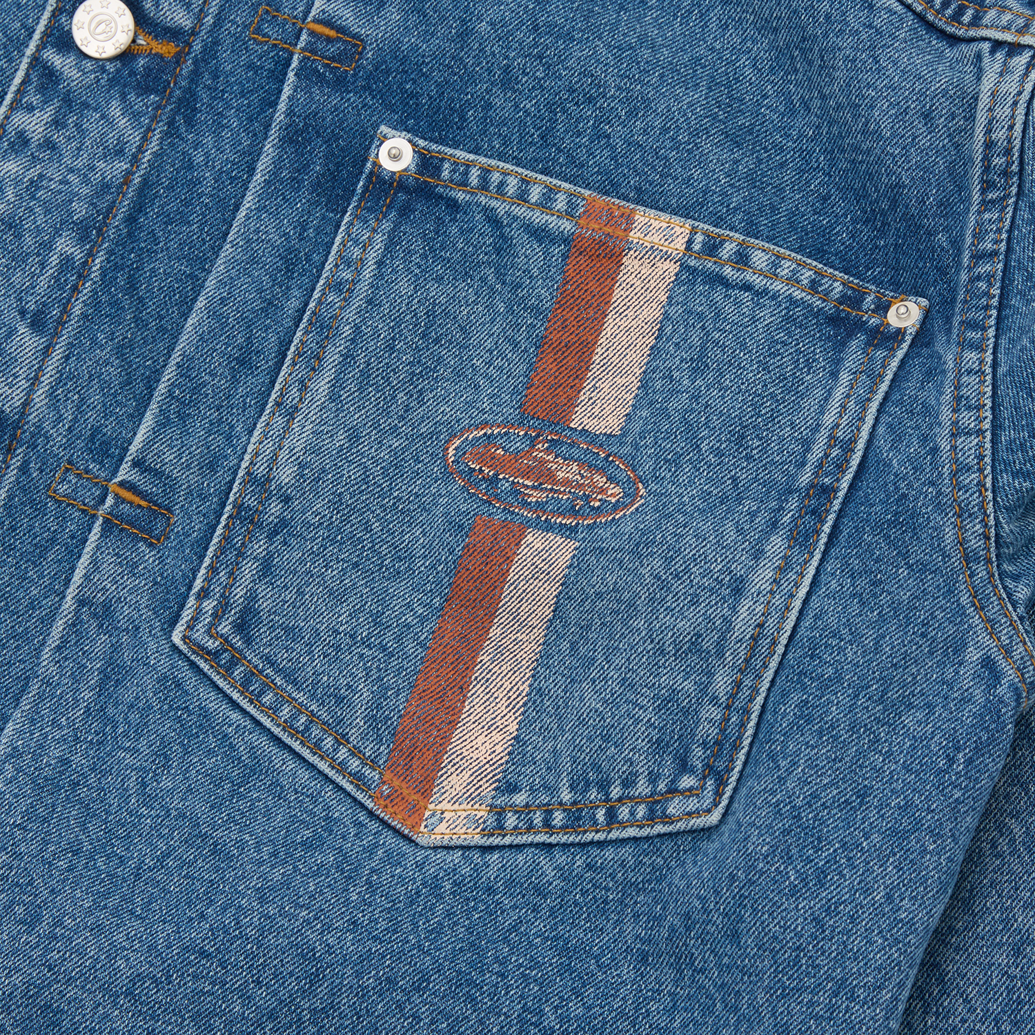 Corteiz DUAL STRIPE DENIM JACKET [MIDWASH] CRTZRTW