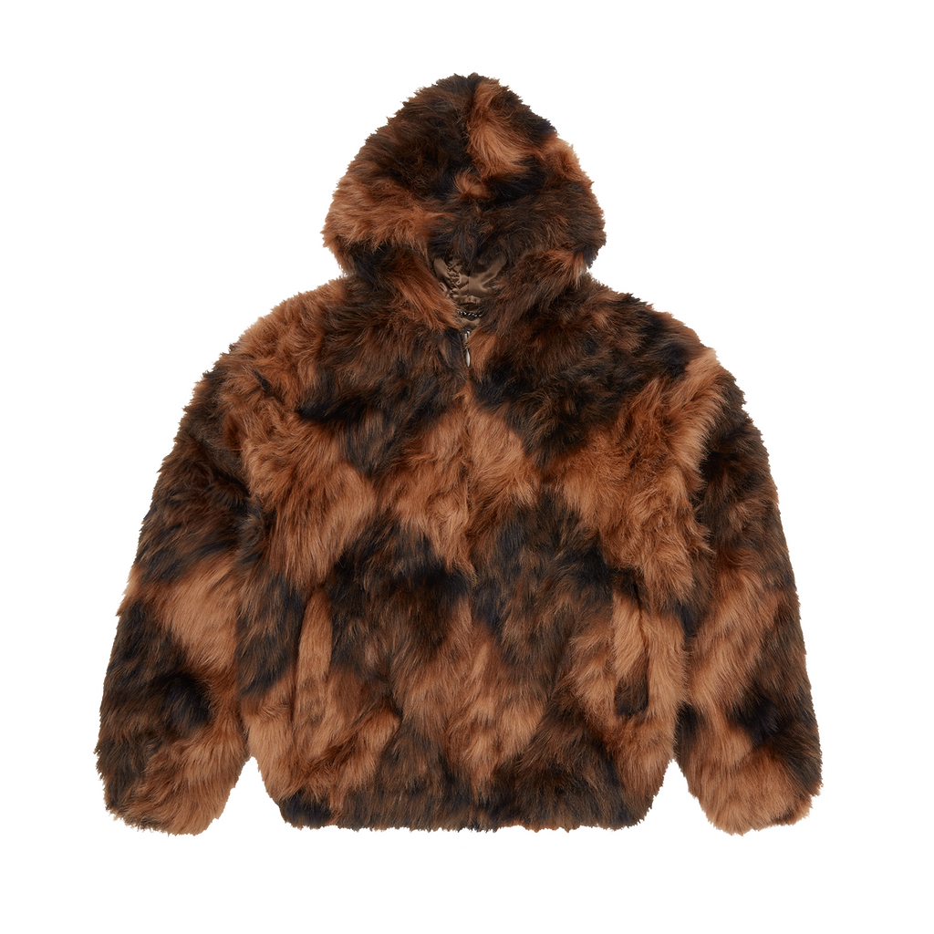 Corteiz DIAMOND HOODED FUR JACKET [BROWN] CRTZRTW