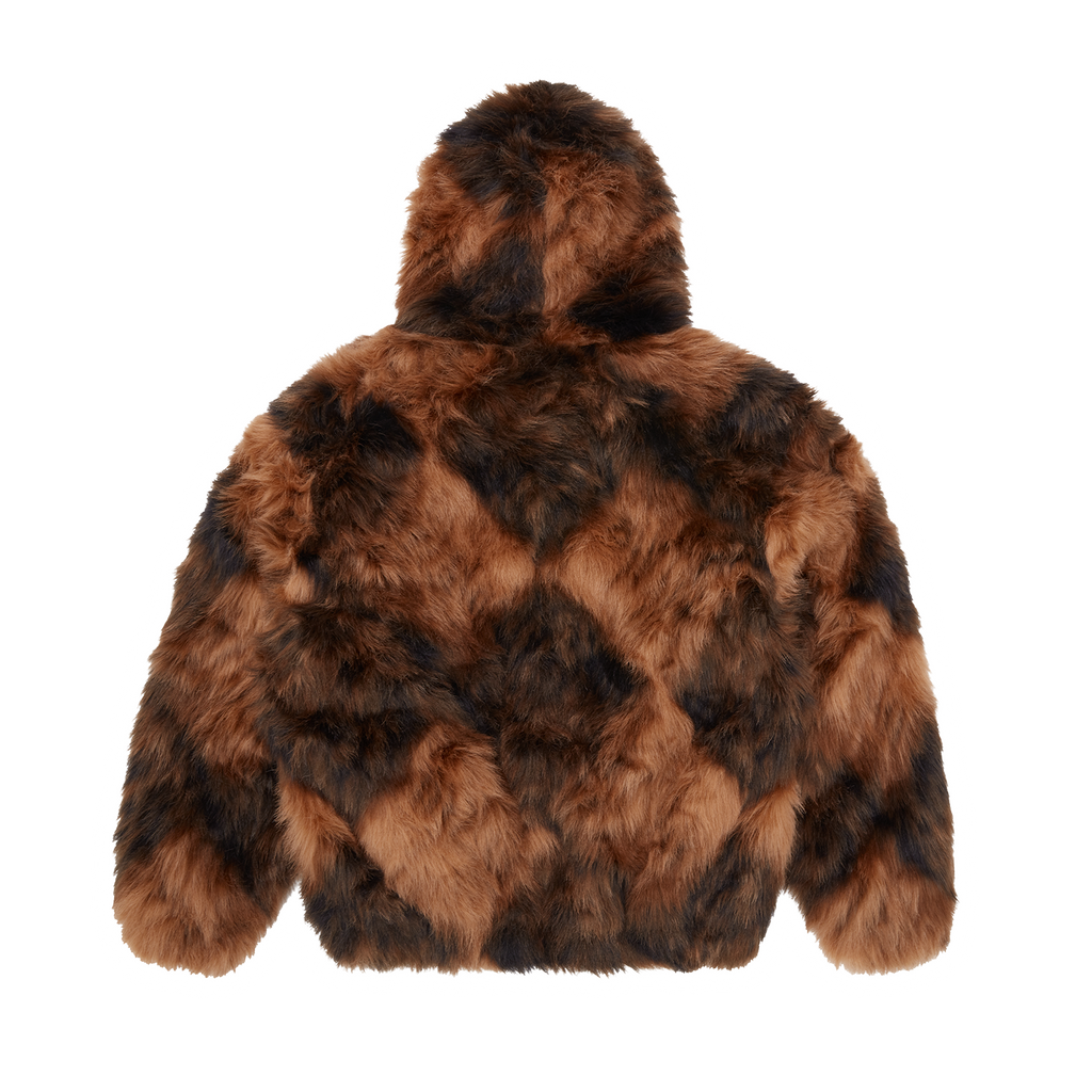 Corteiz DIAMOND HOODED FUR JACKET [BROWN] CRTZRTW