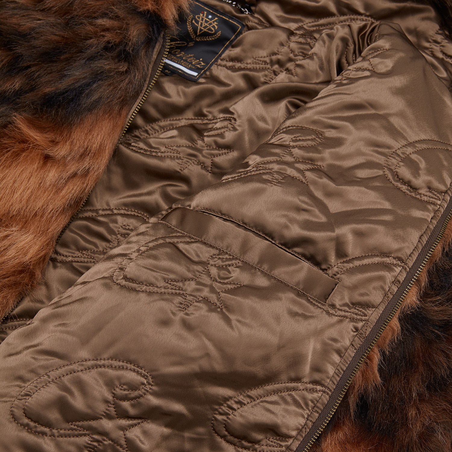 Corteiz DIAMOND HOODED FUR JACKET [BROWN] CRTZRTW