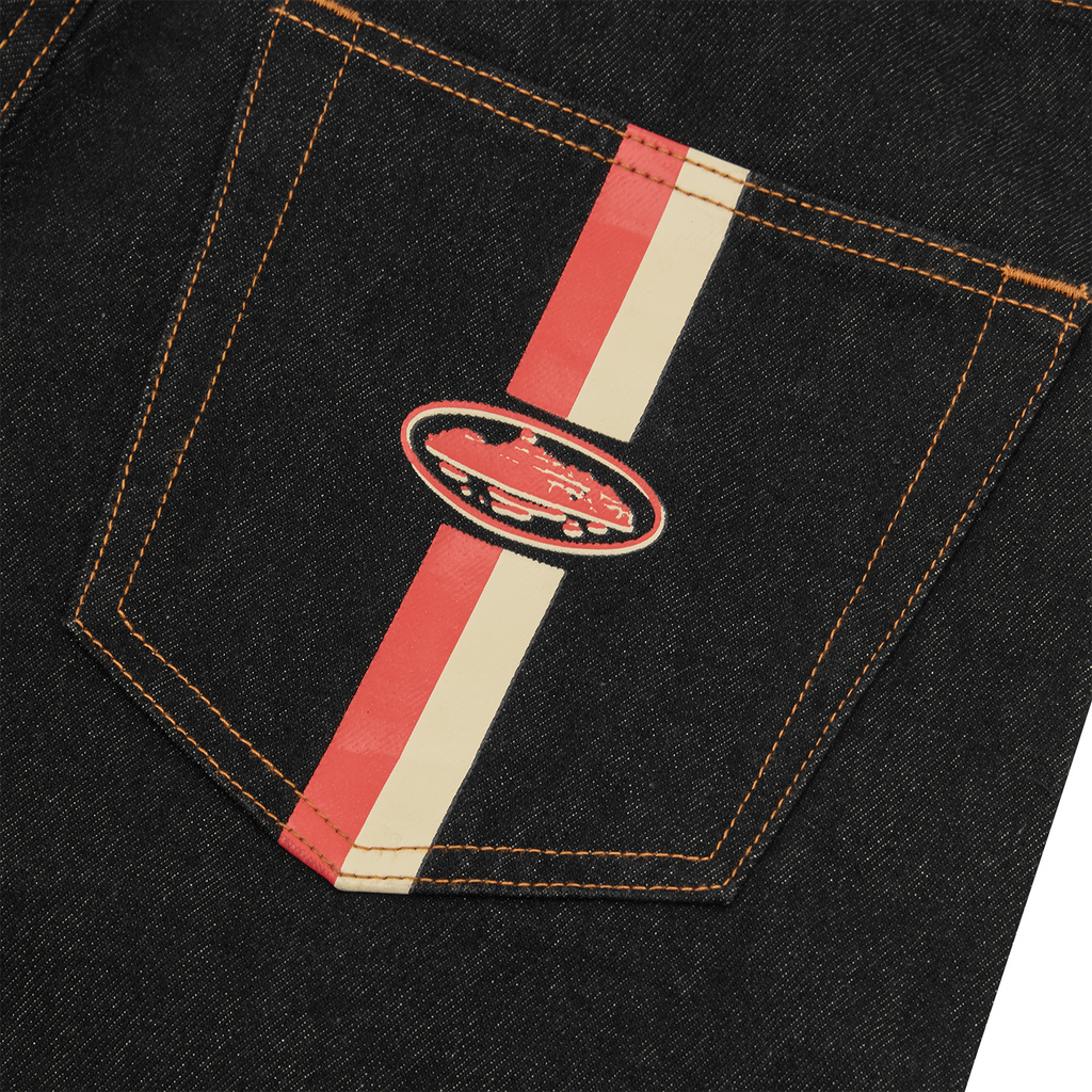 Corteiz DUAL STRIPE BAGGY JEANS [WASHED BLACK] CRTZRTW