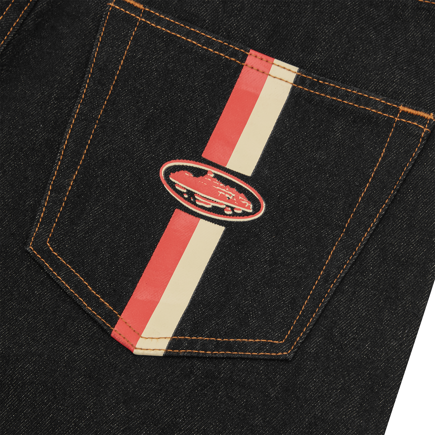Corteiz DUAL STRIPE BAGGY JEANS [WASHED BLACK] CRTZRTW