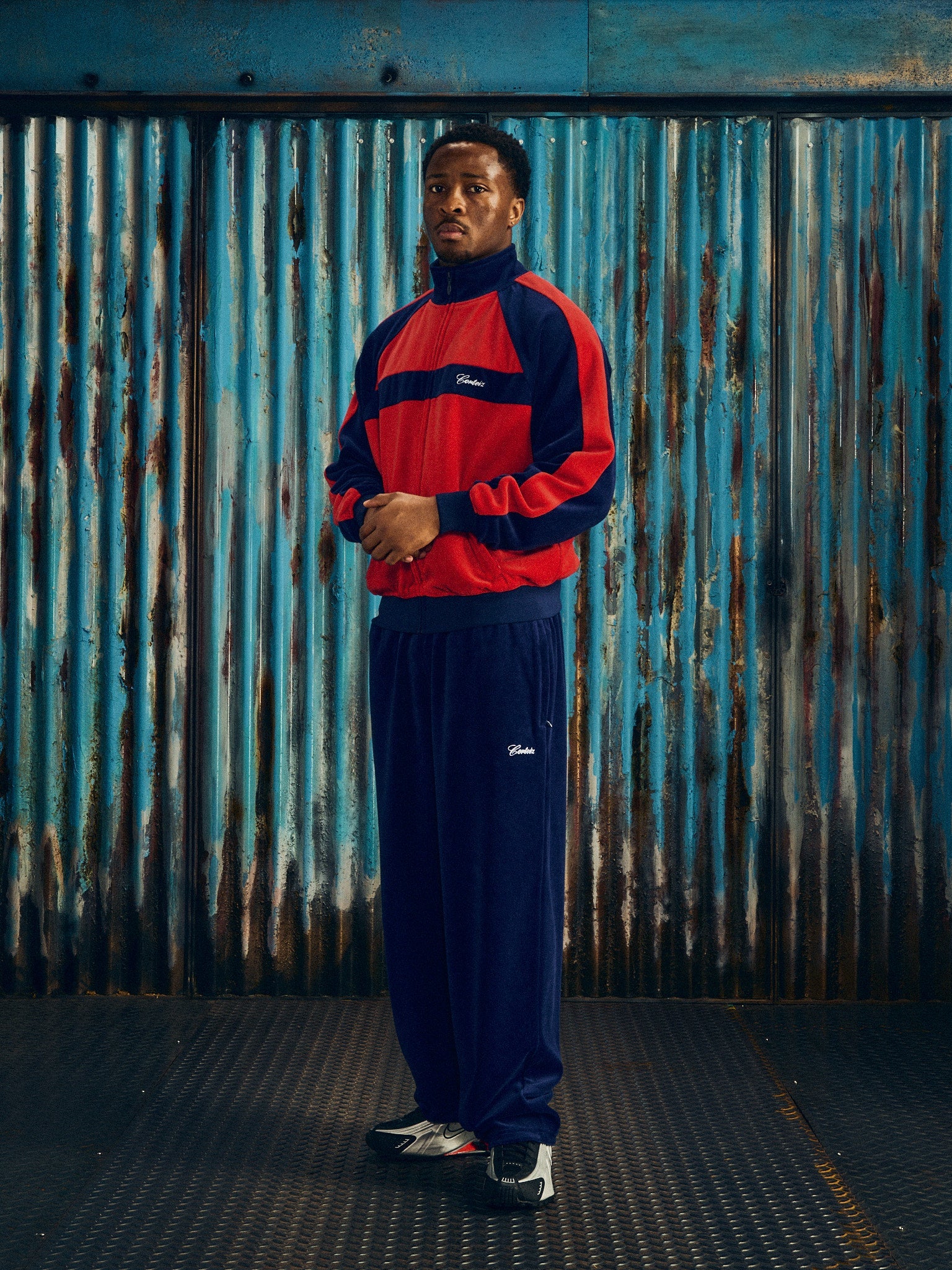 Corteiz PISTA VELOUR TRACK JACKET [NAVY/RED] CRTZRTW