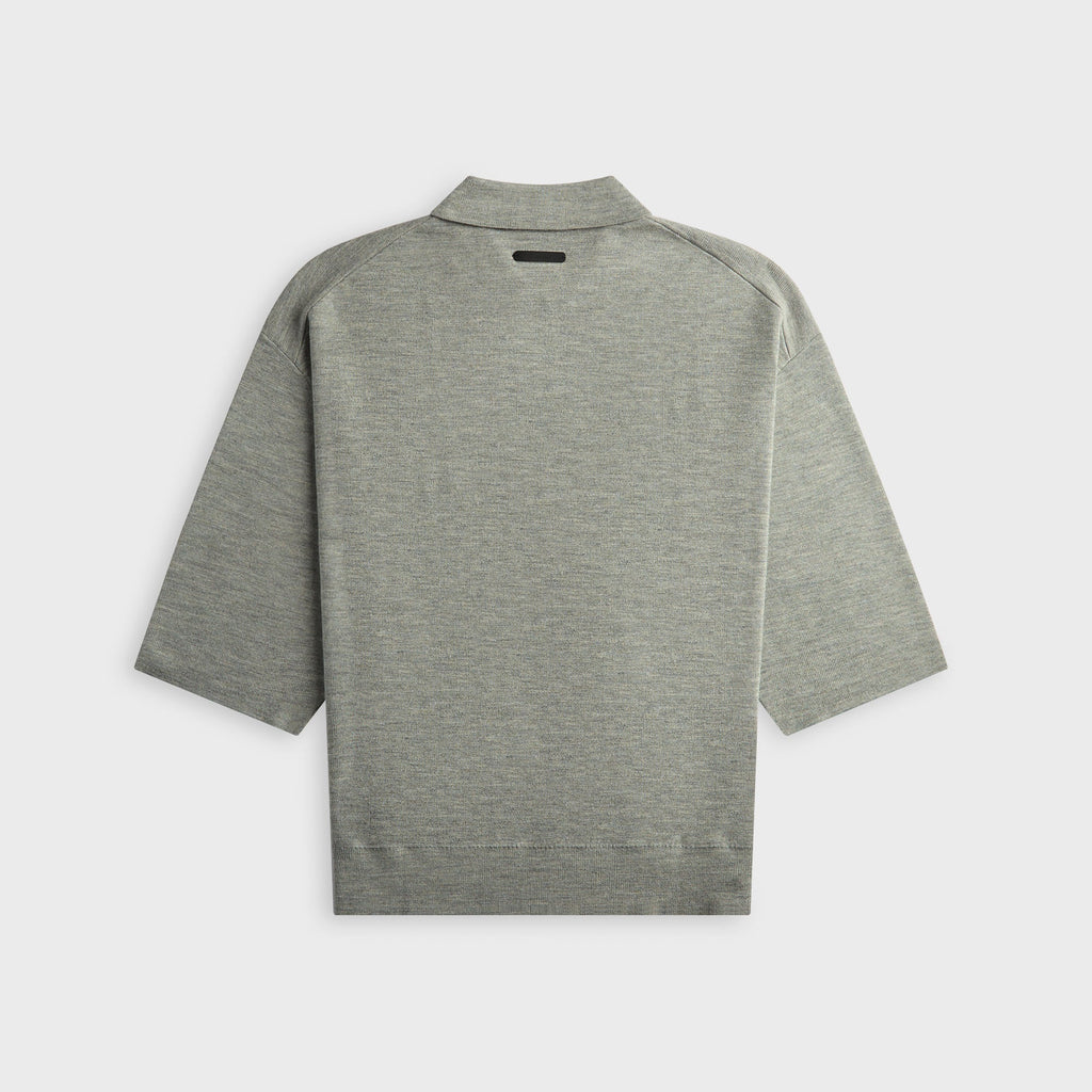 Essentials Signature 3/4 Sleeve 90s Knit Polo - Concrete Heather