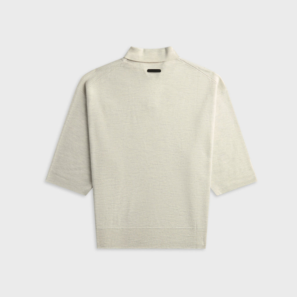 Essentials Signature 3/4 Sleeve 90s Knit Polo - Oatmeal Heather