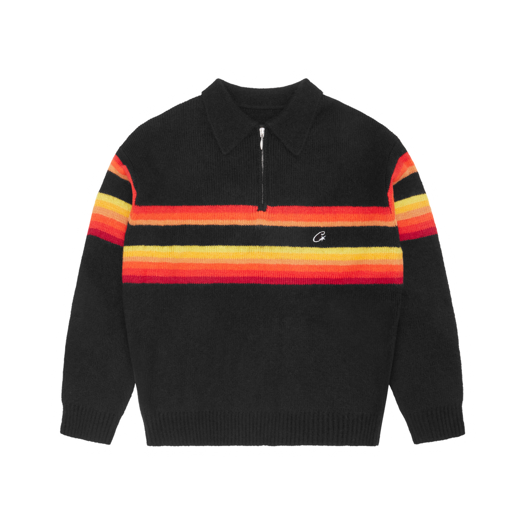 Corteiz GRADIENT HALF KNIT ZIP PULLOVER [BLACK] CRTZRTW