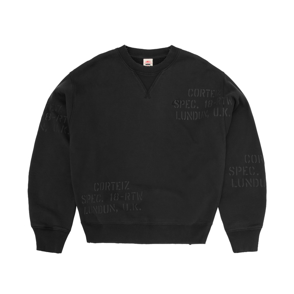 Corteiz HMP STENCIL CREWNECK [BLACK OVERDYE] CRTZRTW