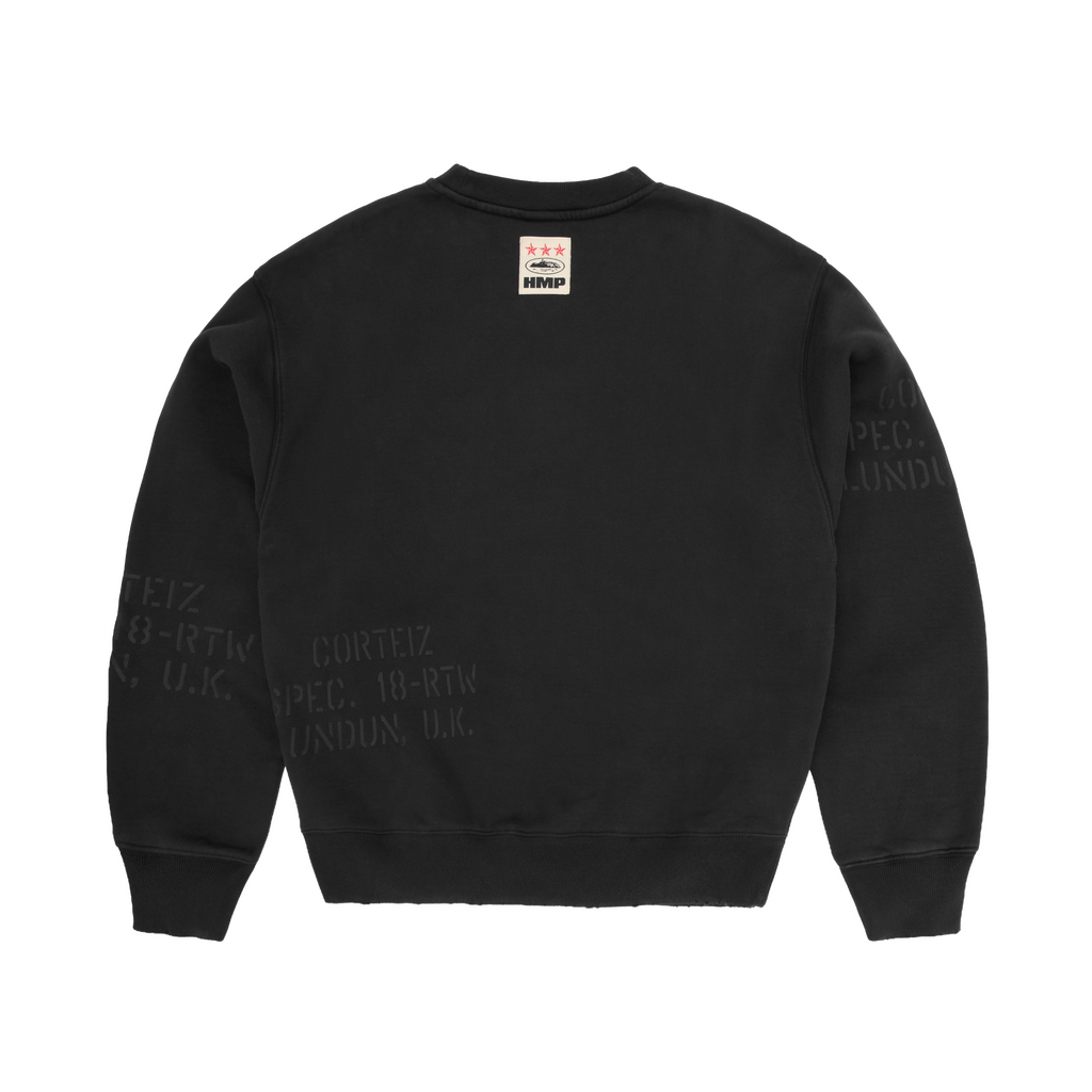 Corteiz HMP STENCIL CREWNECK [BLACK OVERDYE] CRTZRTW