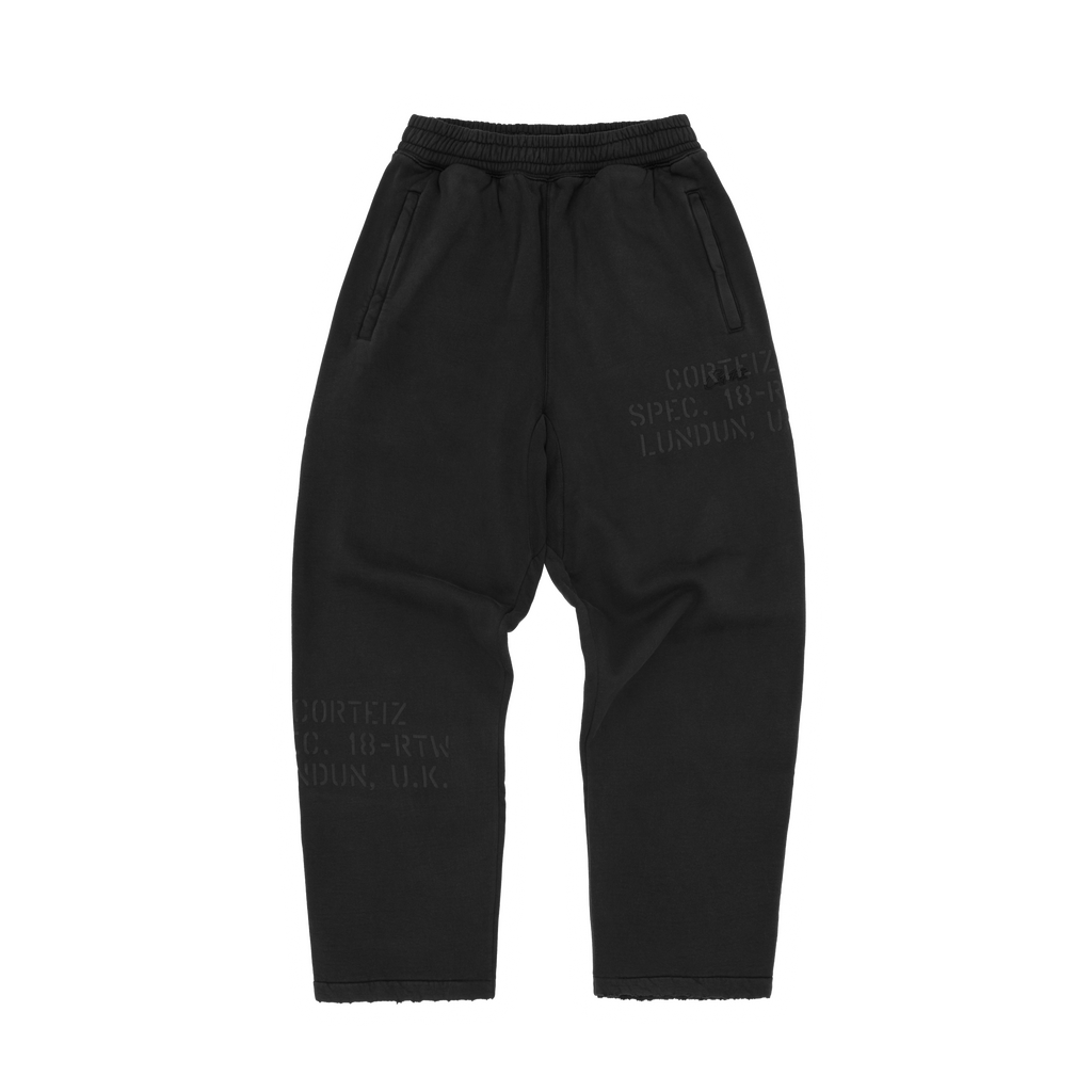 Corteiz HMP STENCIL OPEN HEM SWEATPANT [BLACK OVERDYE] CRTZRTW