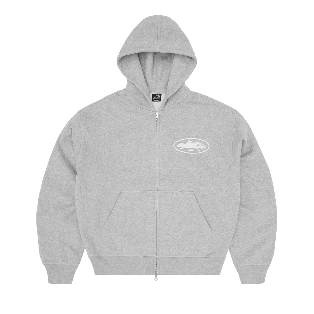Corteiz ISLAND PUFF PRINT ZIP HOODIE [HEATHER GREY] CRTZRTW