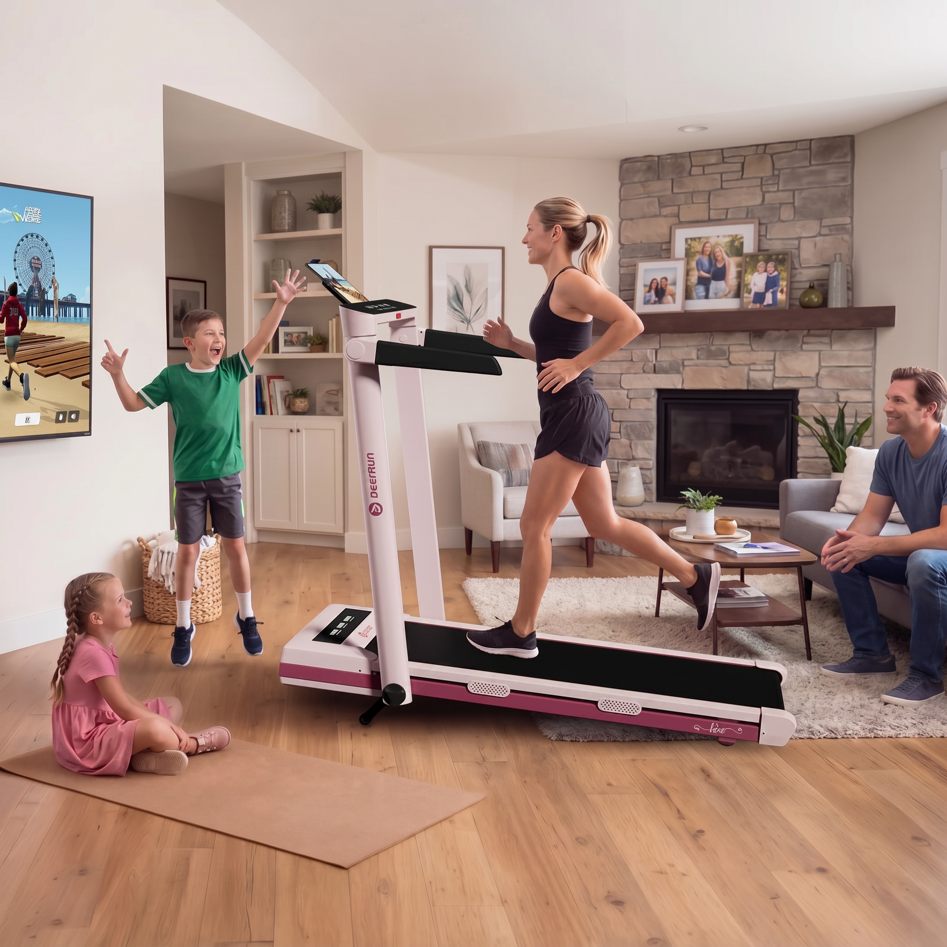 DeerRun Z10 Pro Rose Pink | 12% Auto Incline Treadmill