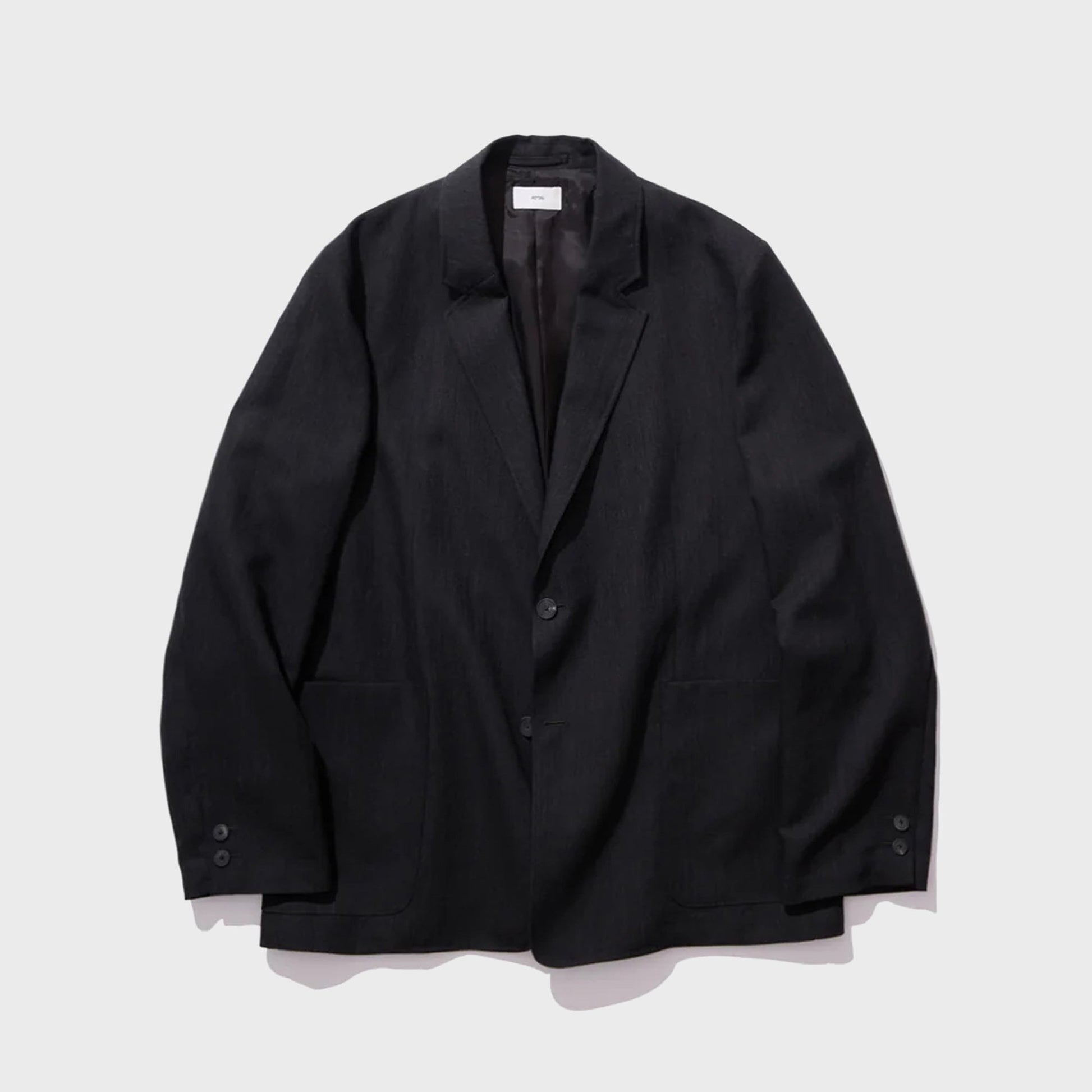 ATON Twist Wool Linen Semi Double Jacket - Charcoal