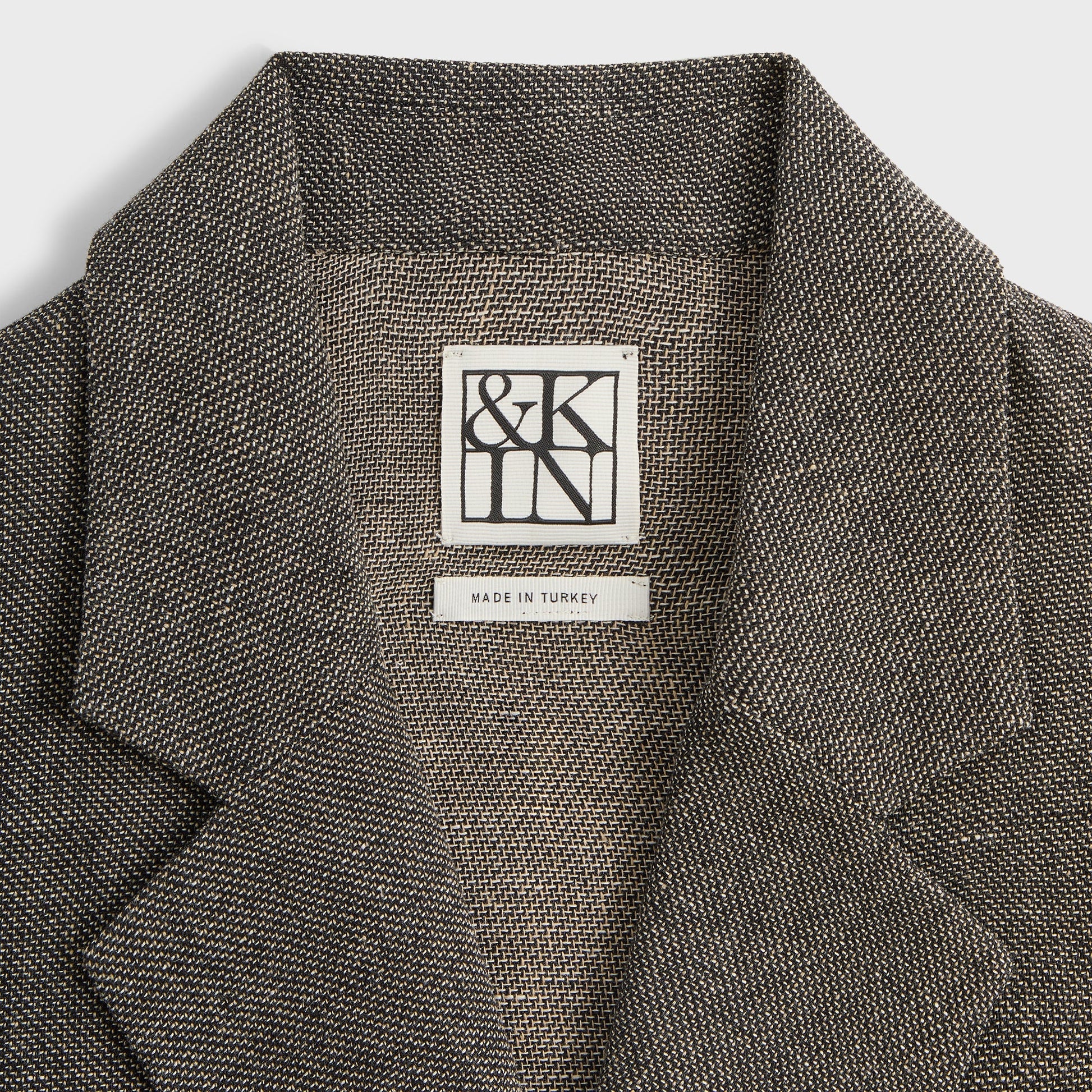 &Kin Textured Linen Ito Blazer - Black Melange