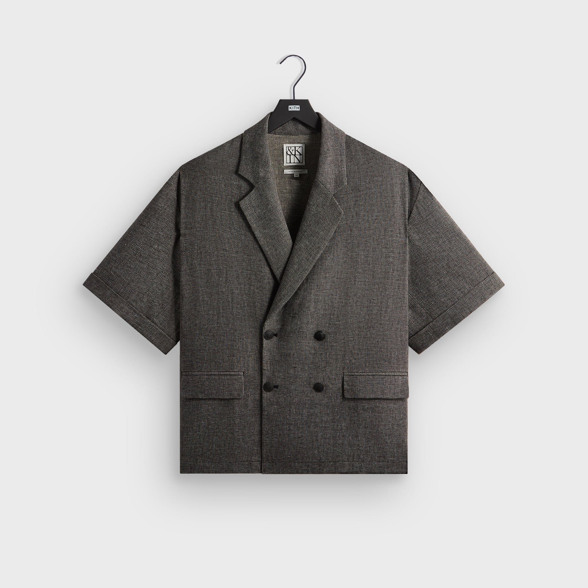 &Kin Textured Linen Ito Blazer - Black Melange