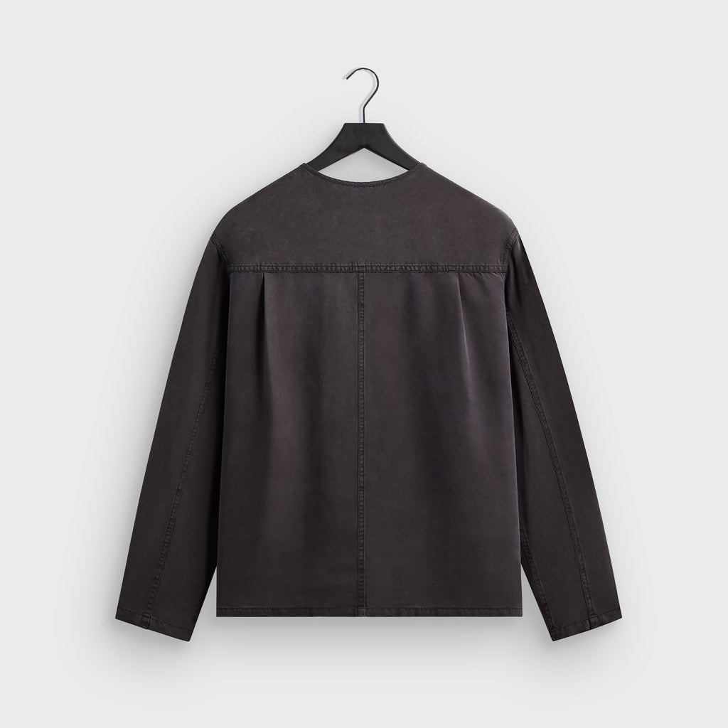 &Kin Garment Dyed Silk Collarless Yardley Shirt - Phantom Grey