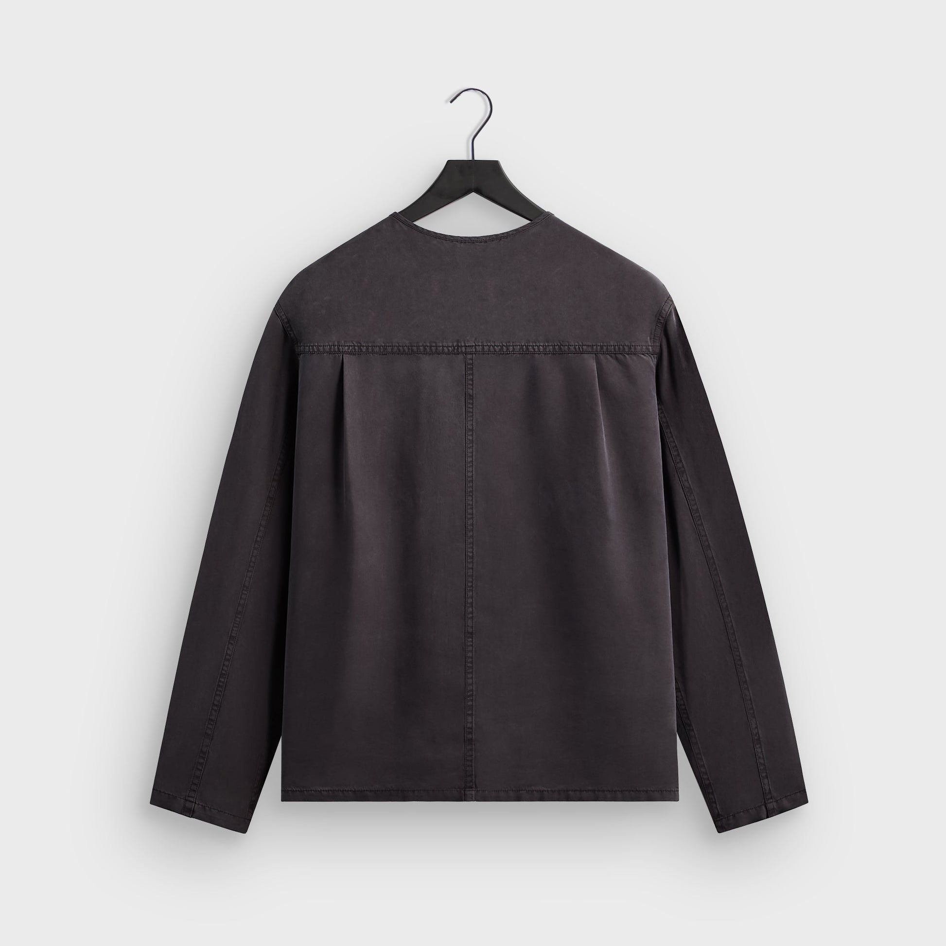 &Kin Garment Dyed Silk Collarless Yardley Shirt - Phantom Grey