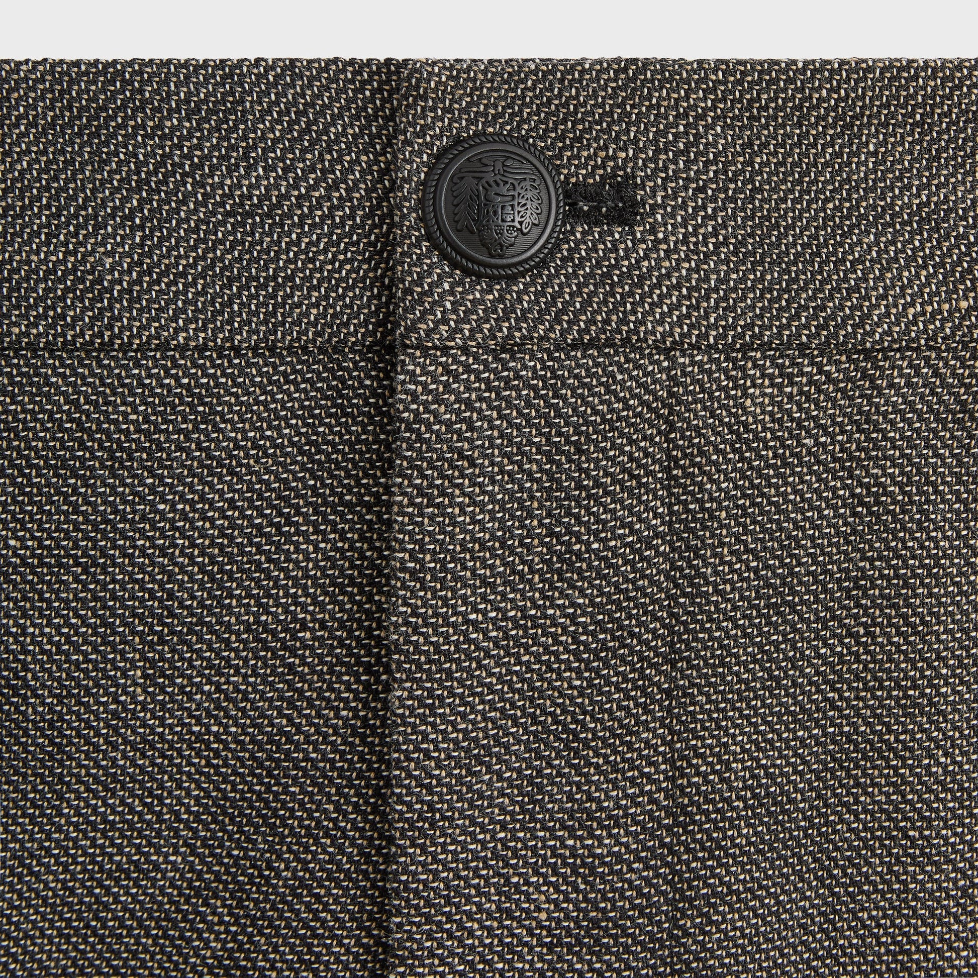 &Kin Textured Linen Flax Brynn Pleated Pant  - Black Melange