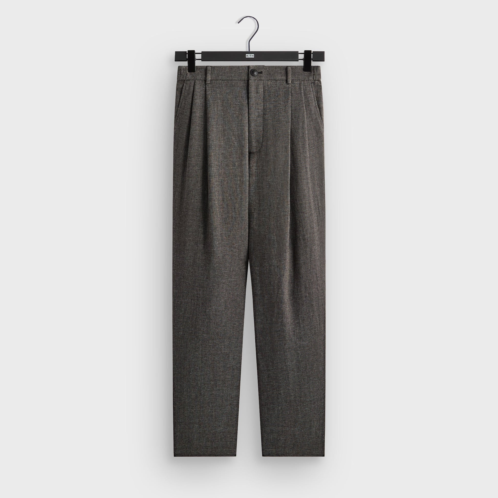 &Kin Textured Linen Flax Brynn Pleated Pant  - Black Melange
