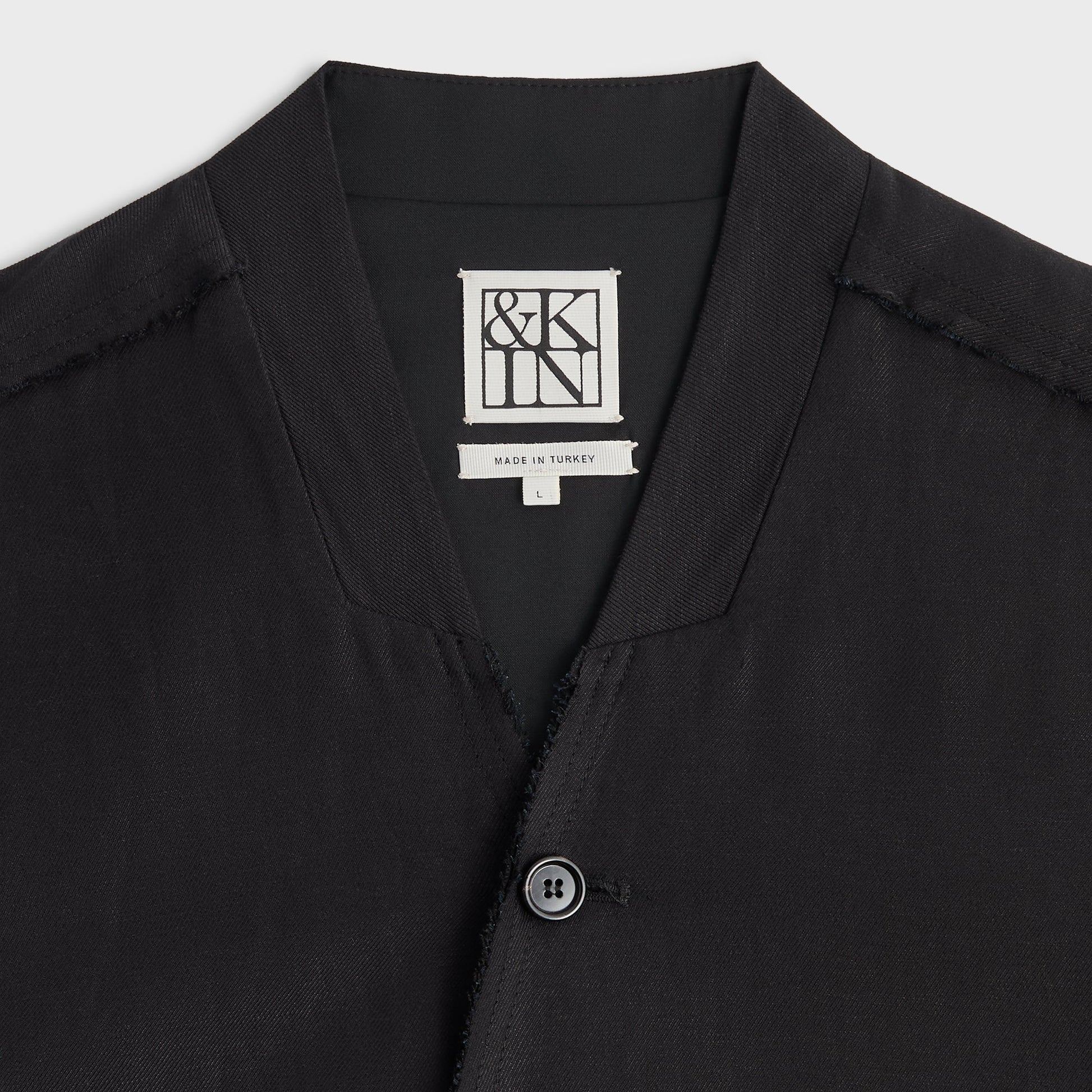 &Kin Long Sleeve Linen Viscose Twill Mathis Shirt - Black