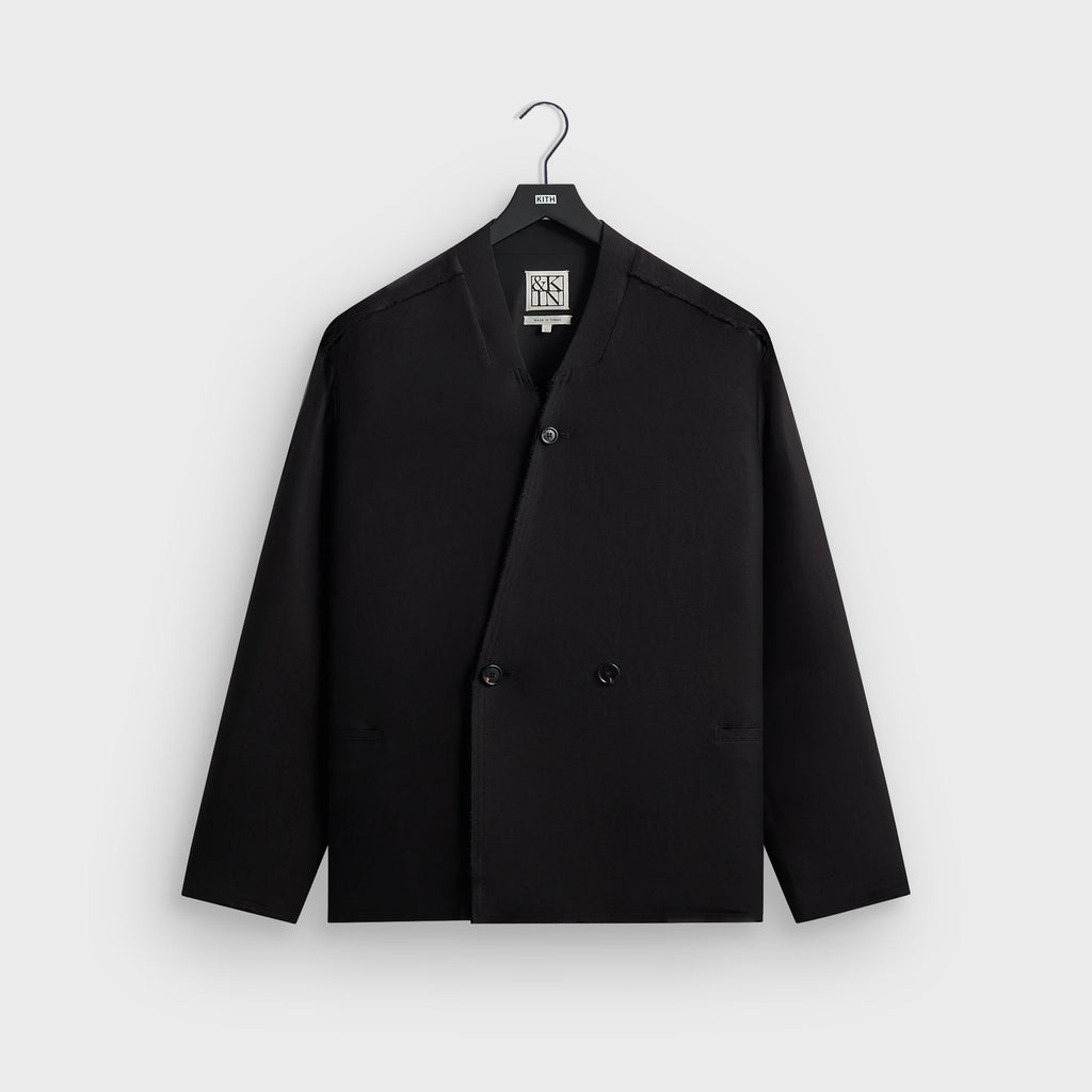 &Kin Long Sleeve Linen Viscose Twill Mathis Shirt - Black