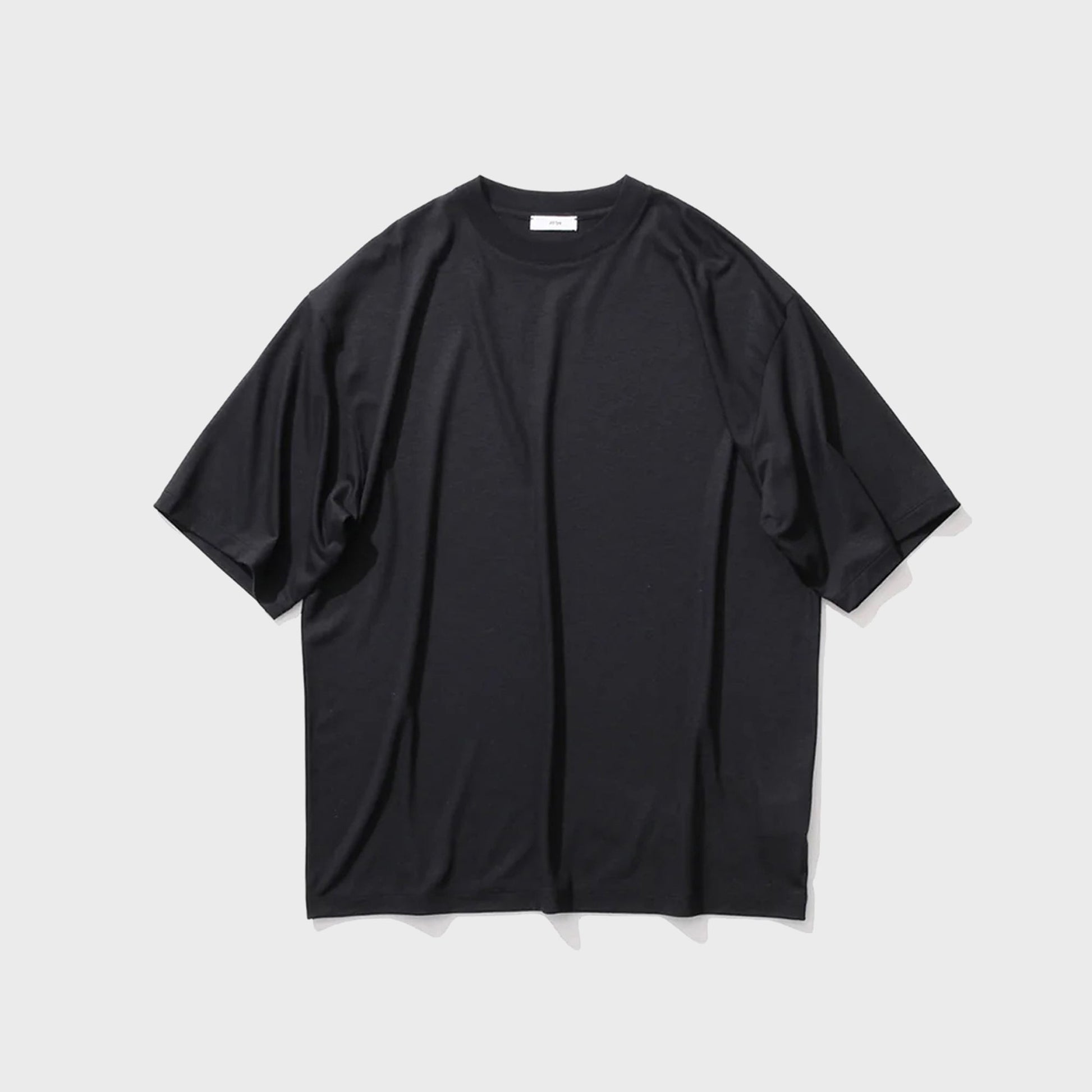 ATON Royal Wool Jersey Loose Fit Tee - Black