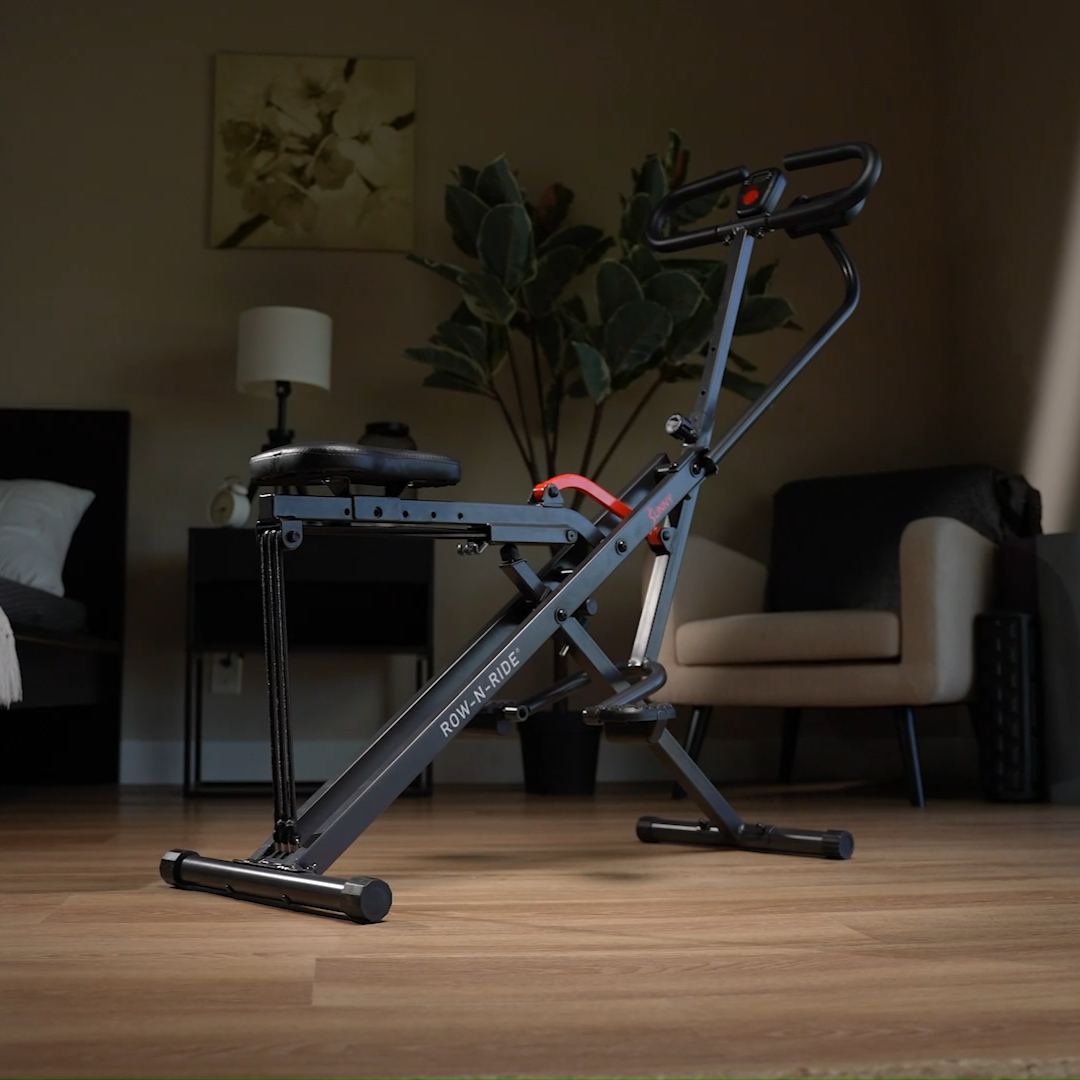 Sunny Health & Fitness Smart Upright Row-N-Ride® Squat Assist Trainer Machine for Abs and Glute Workout