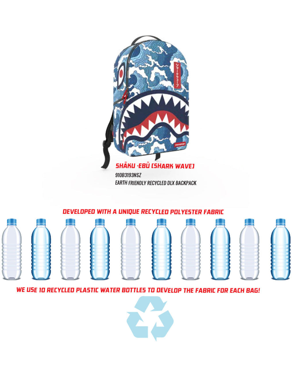 SPRAYGROUND THE SHARK WAVE (made from 100% recycled plastic bottles from the ocean)