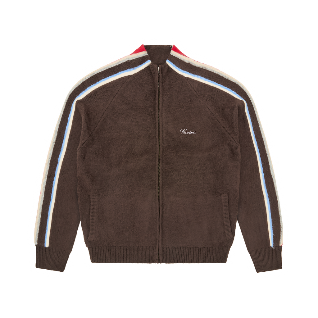 Corteiz MULTI STRIPE KNIT ZIP UP [BROWN] CRTZRTW
