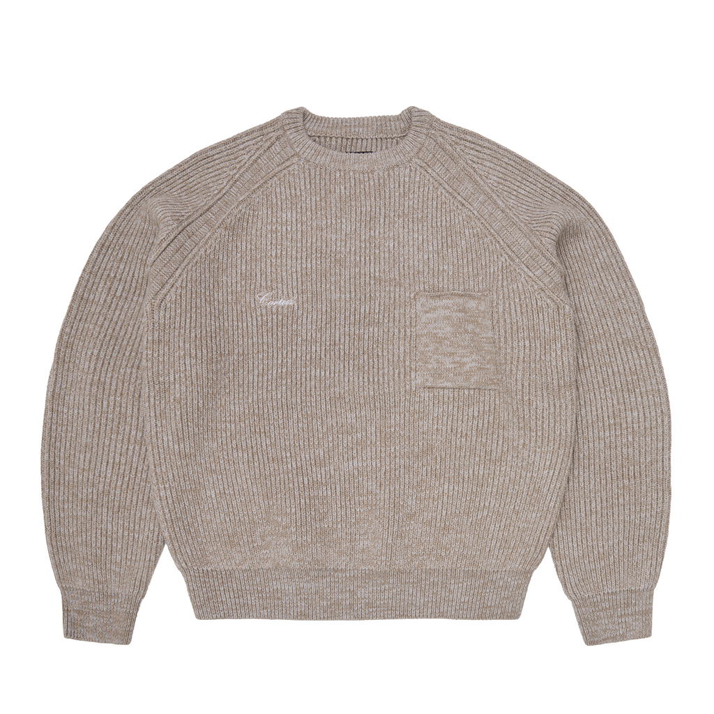 Corteiz SCRIPT POCKET KNIT SWEATER [OATMEAL] CRTZRTW