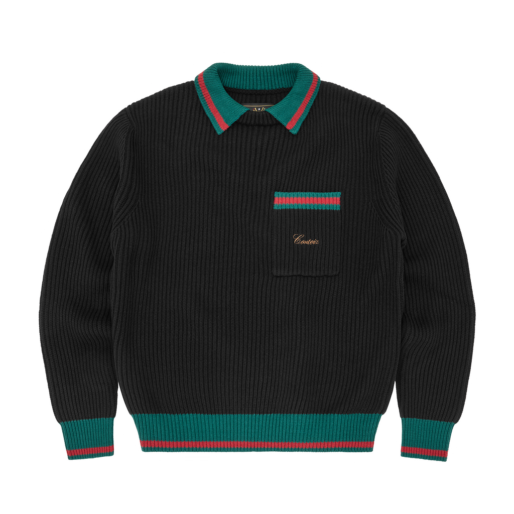 Corteiz GIANNI KNIT POLO SWEATER [BLACK] CRTZRTW