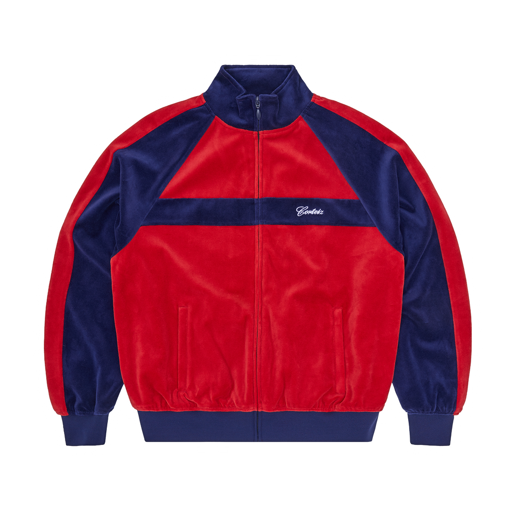Corteiz PISTA VELOUR TRACK JACKET [NAVY/RED] CRTZRTW