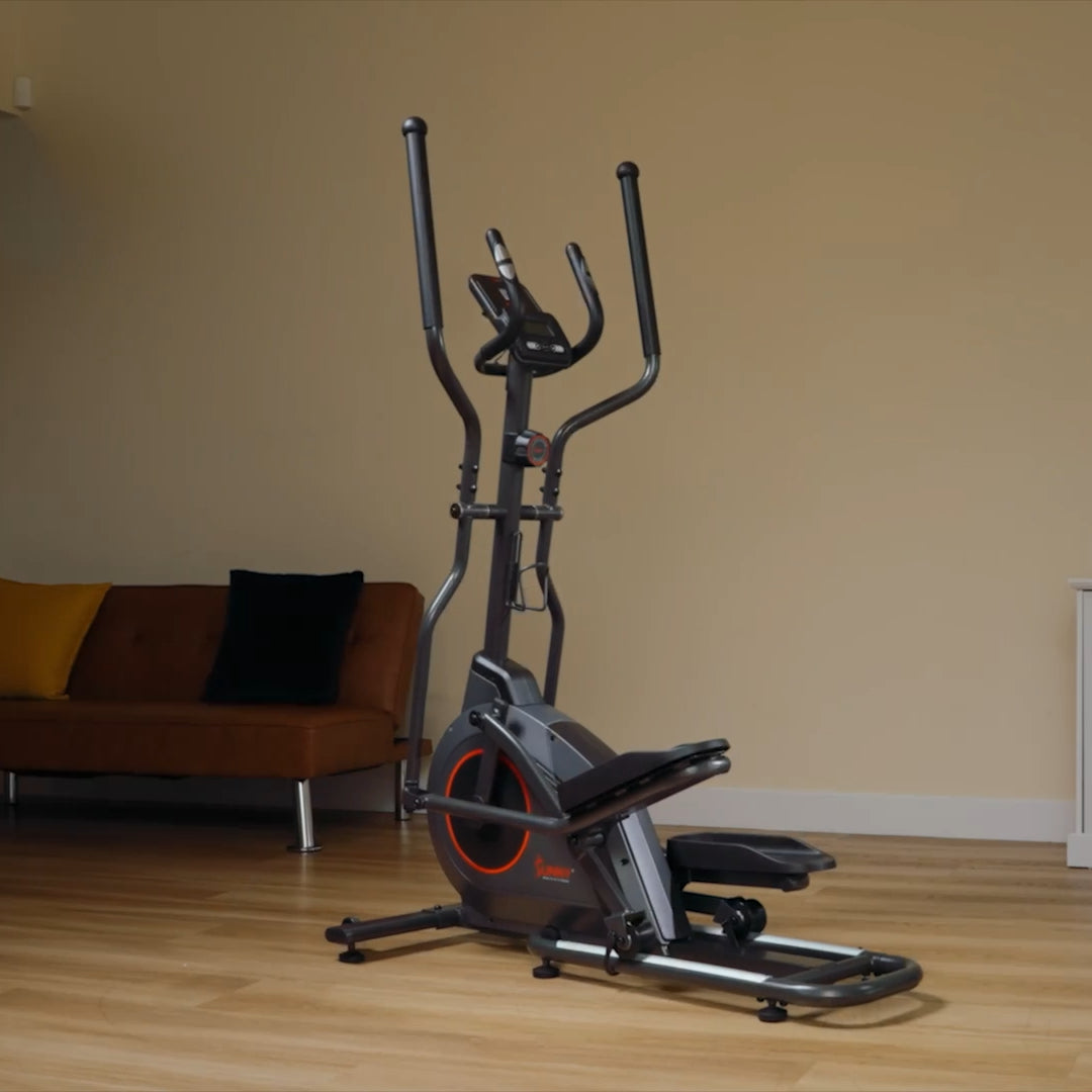 Sunny Health & Fitness Ultra Silent Smart Elliptical Exerciser with 16” Long Stride Training Machine