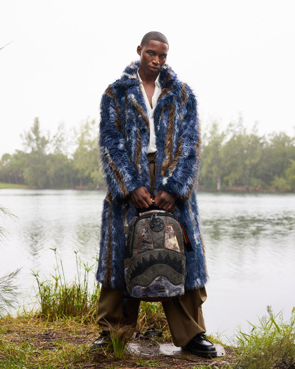 SPRAYGROUND FOUNDATION DAYS FUR COAT SHARK BACKPACK
