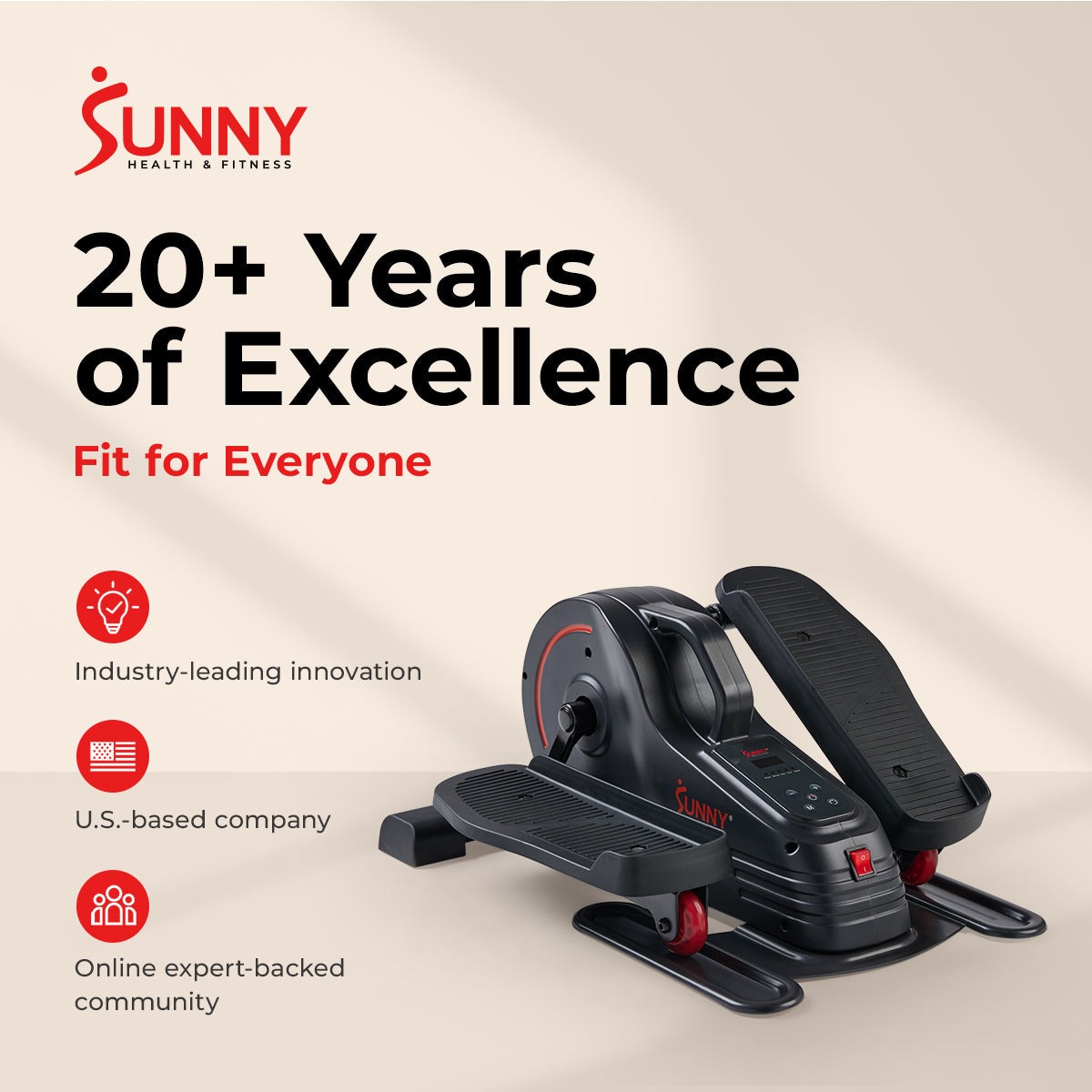 Sunny Health & Fitness Smart Motorized Under Desk Mini Elliptical