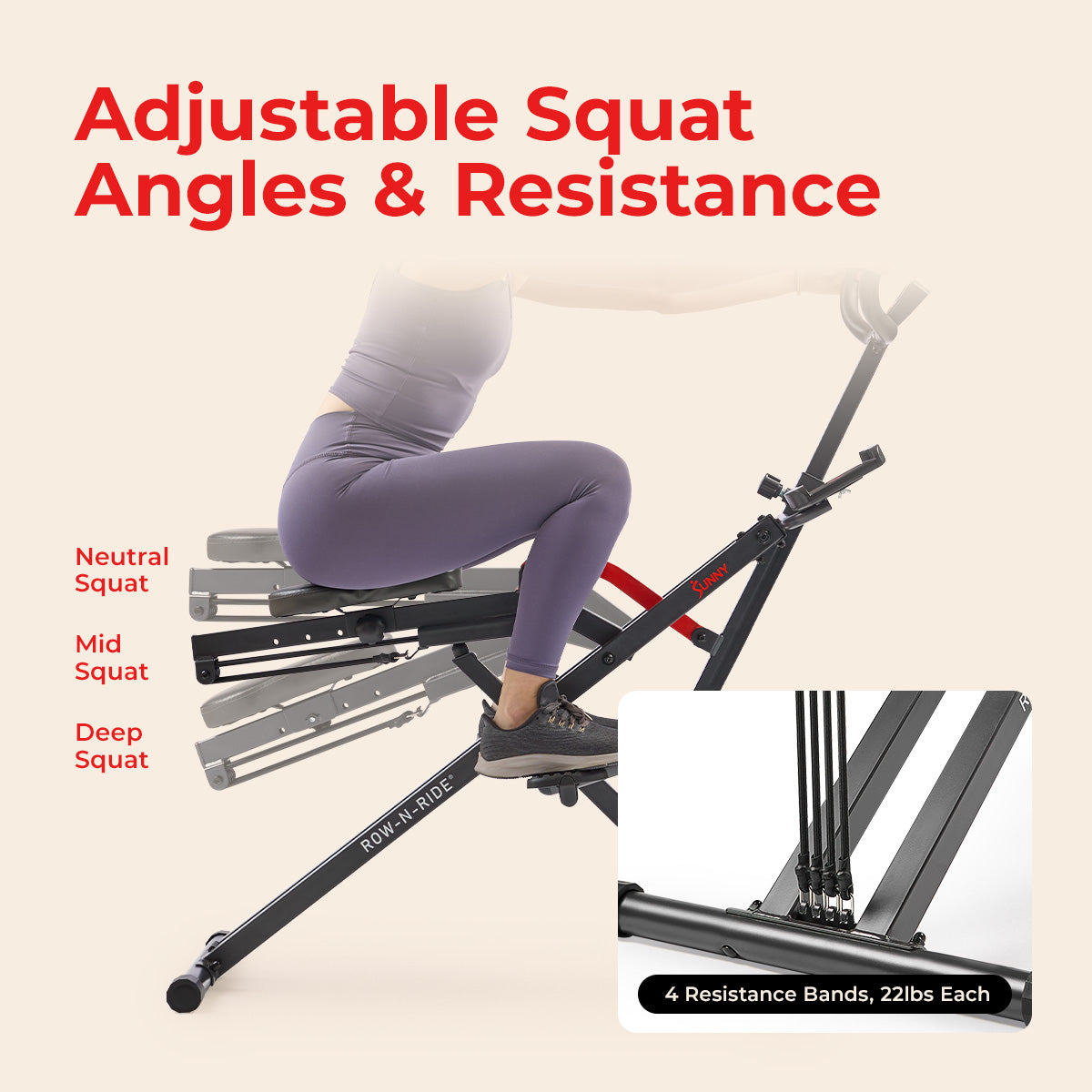 Sunny Health & Fitness Upright Row-N-Ride® Plus Smart Squat Assist Machine