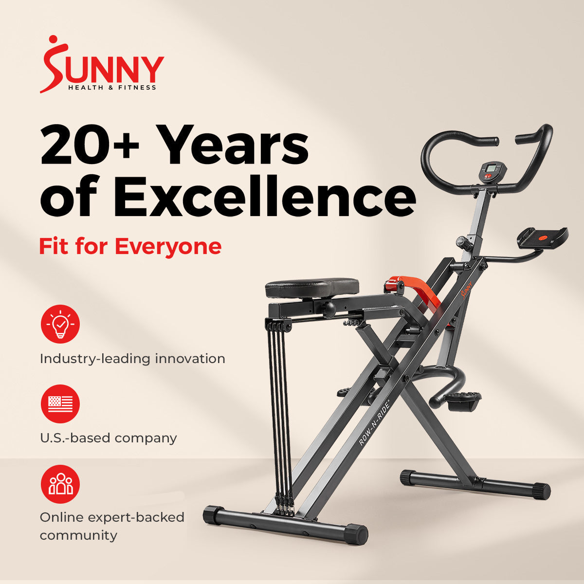 Sunny Health & Fitness Upright Row-N-Ride® Plus Smart Squat Assist Machine